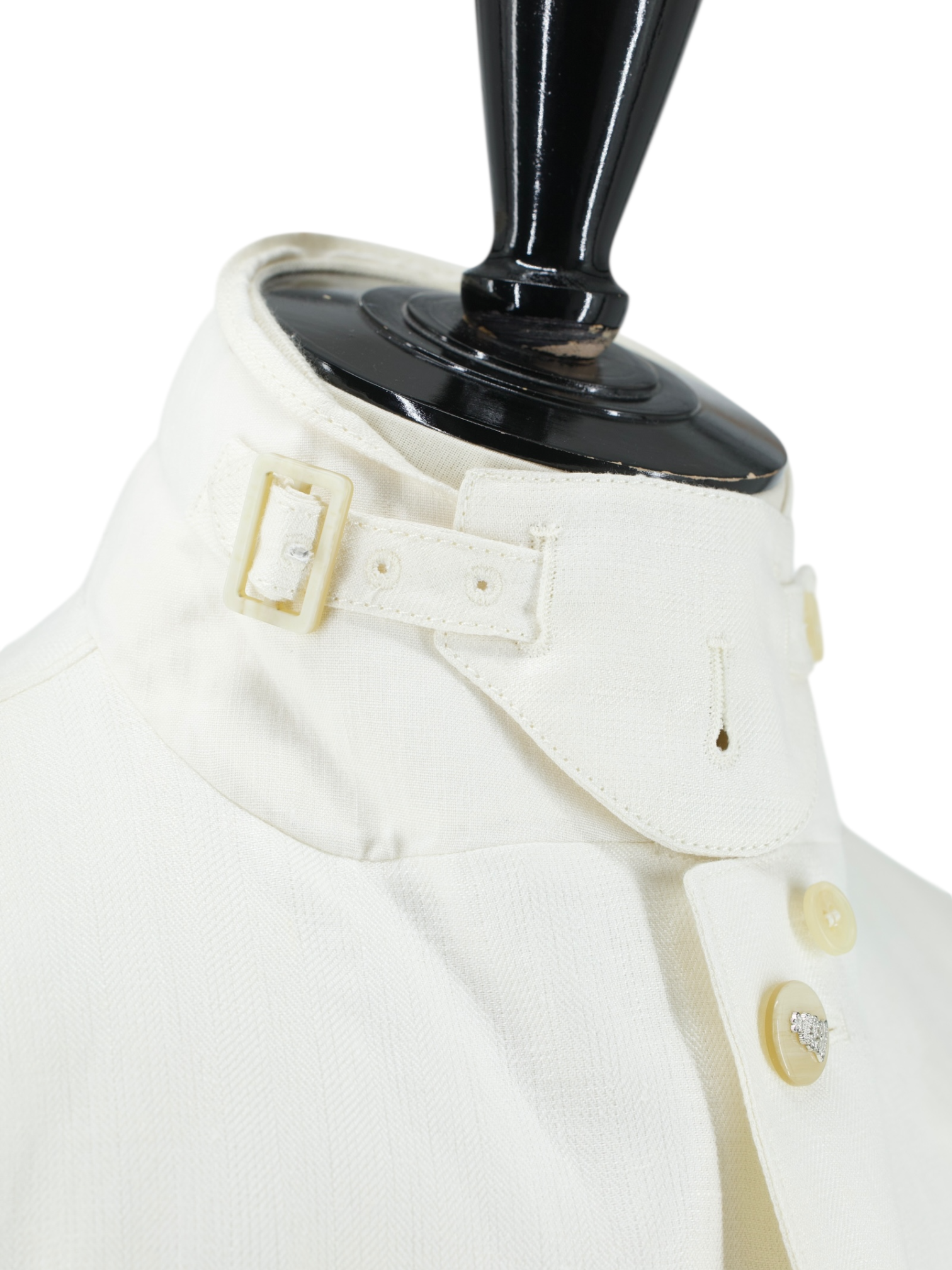 Corneliani ID Offwhite Pure Linen Herringbone Safari-Style Jacket