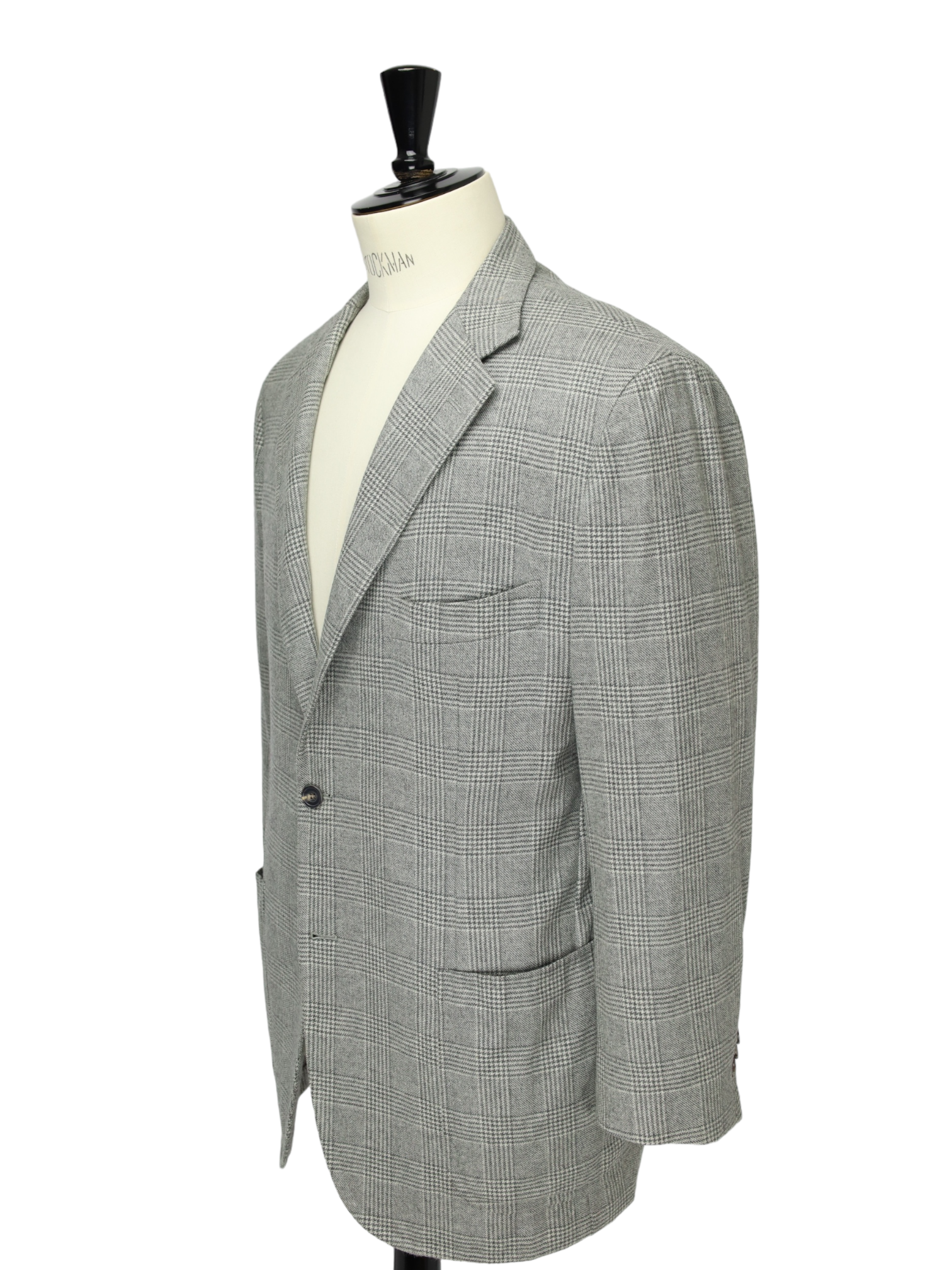 Kiton Light Grey Cashmere & Silk Glenplaid Jacket