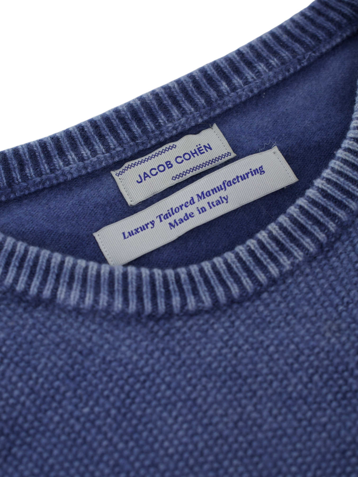 Jacob Cohen Blue Pure Wool Micro-Pattern Roundneck Sweater