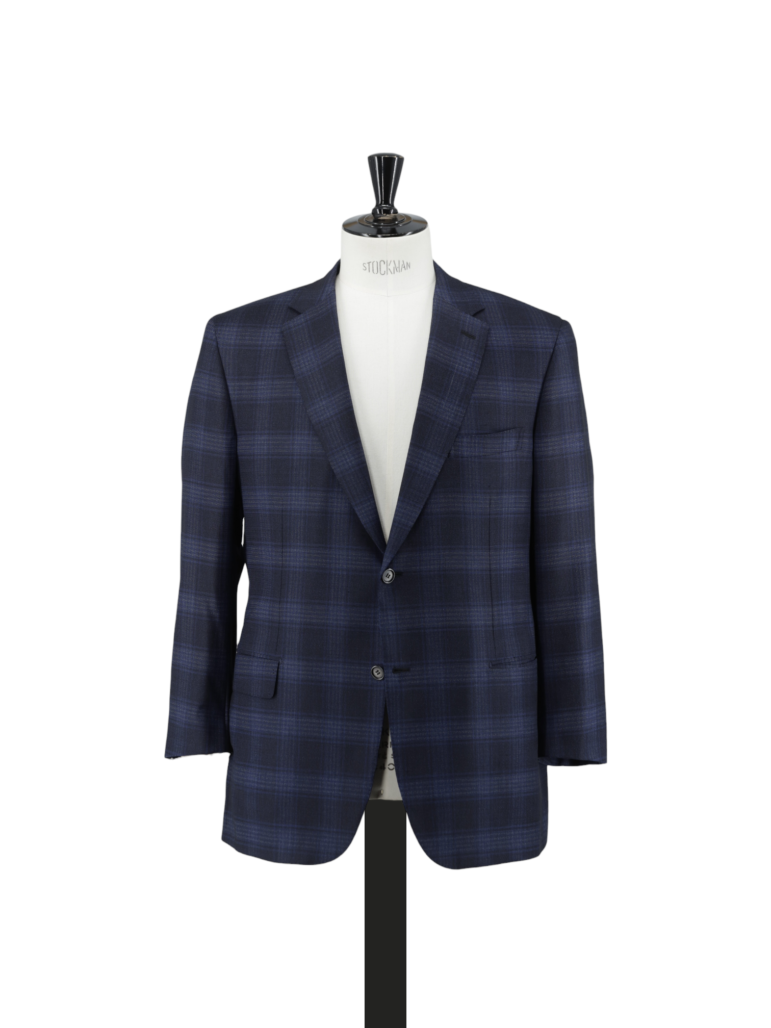 Brioni Navy & Azure Blue Wool-Silk Tartan Check "F-Light" Jacket