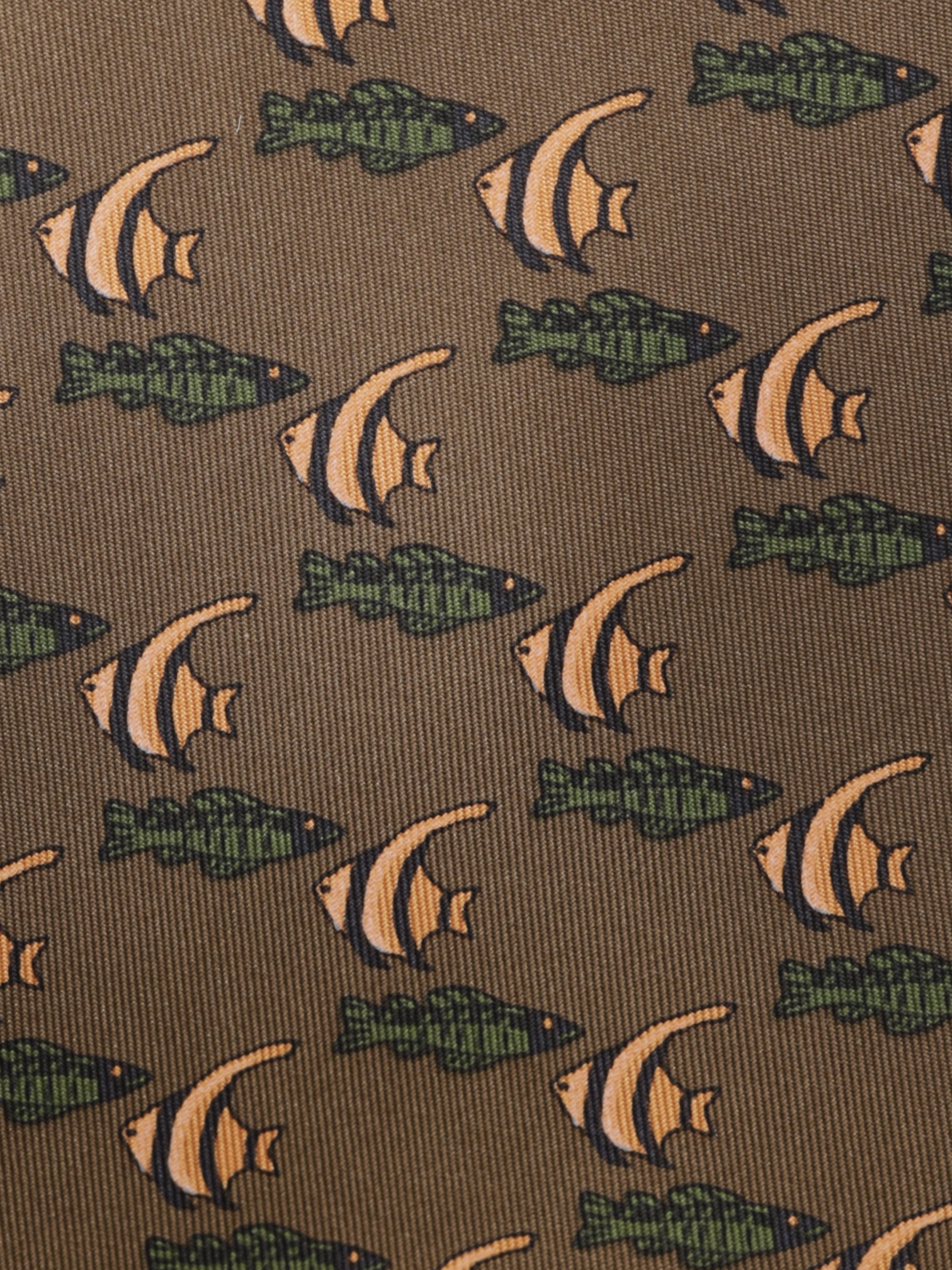 Hermès Bronze & Orange Silk Fish-Pattern Tie