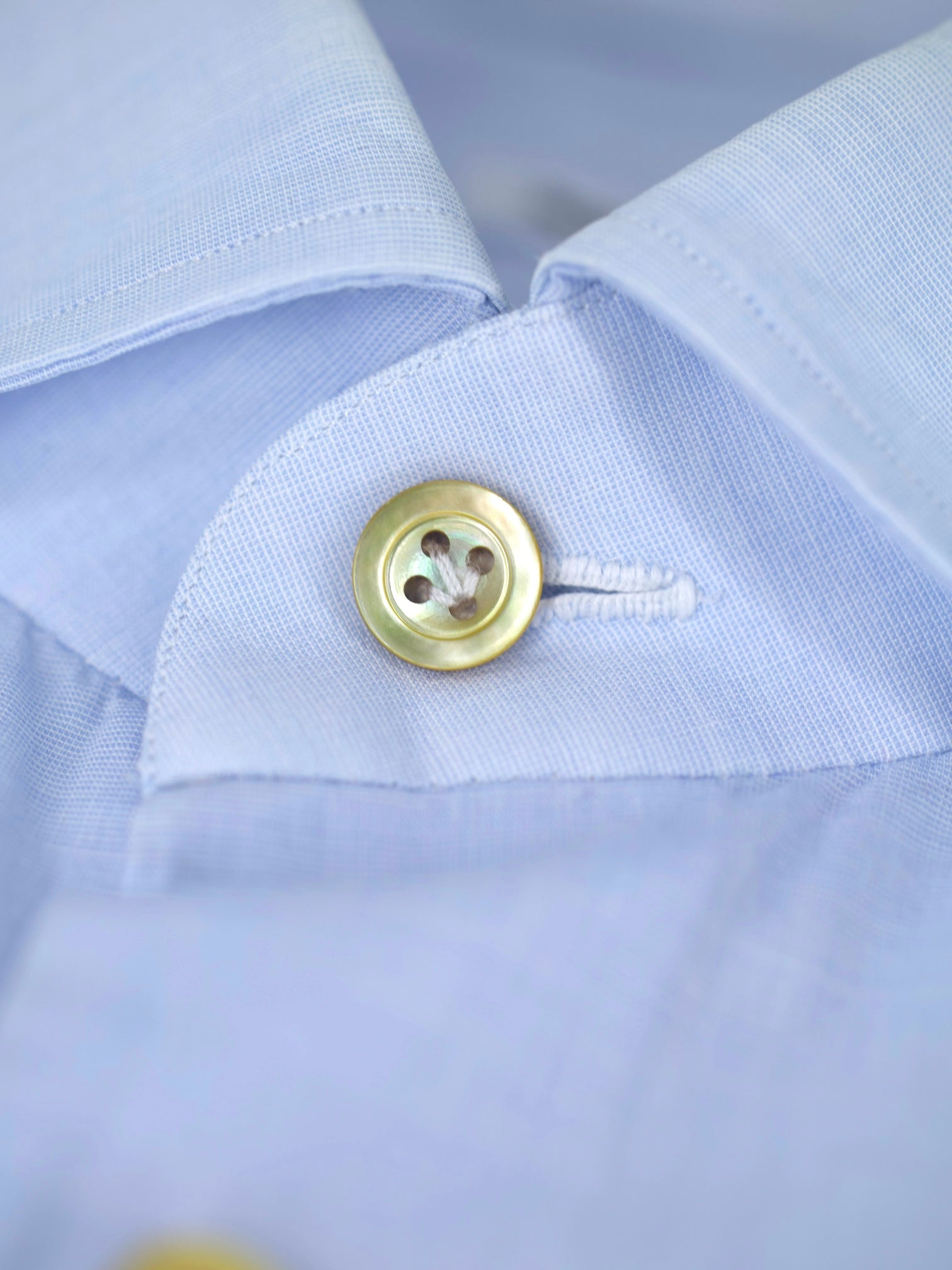Kiton Ice-Blue Cotton Plain Summer Shirt