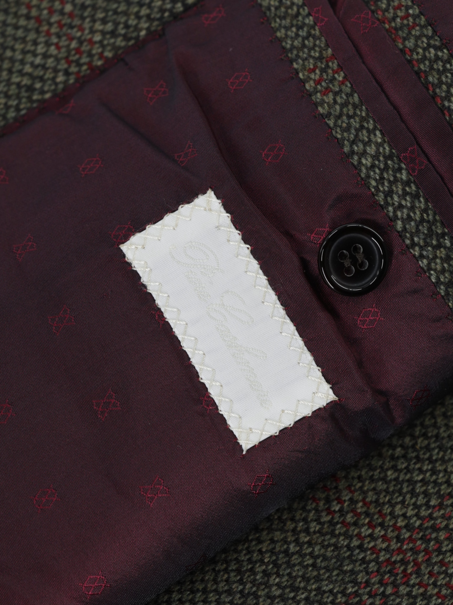 Brioni Olive Green & Red Pure Cashmere Windowpane Jacket