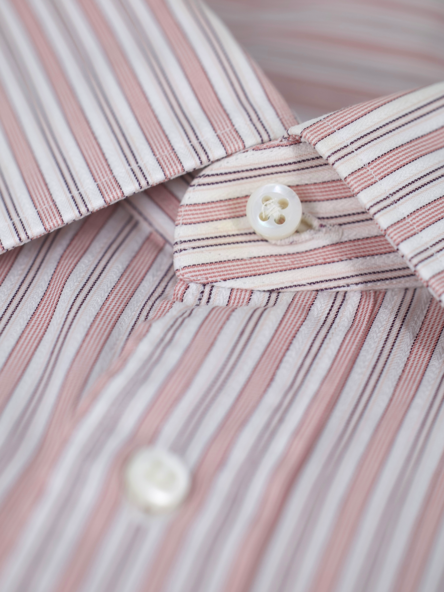 Ermenegildo Zegna Pink & White Cotton Striped Dress Shirt
