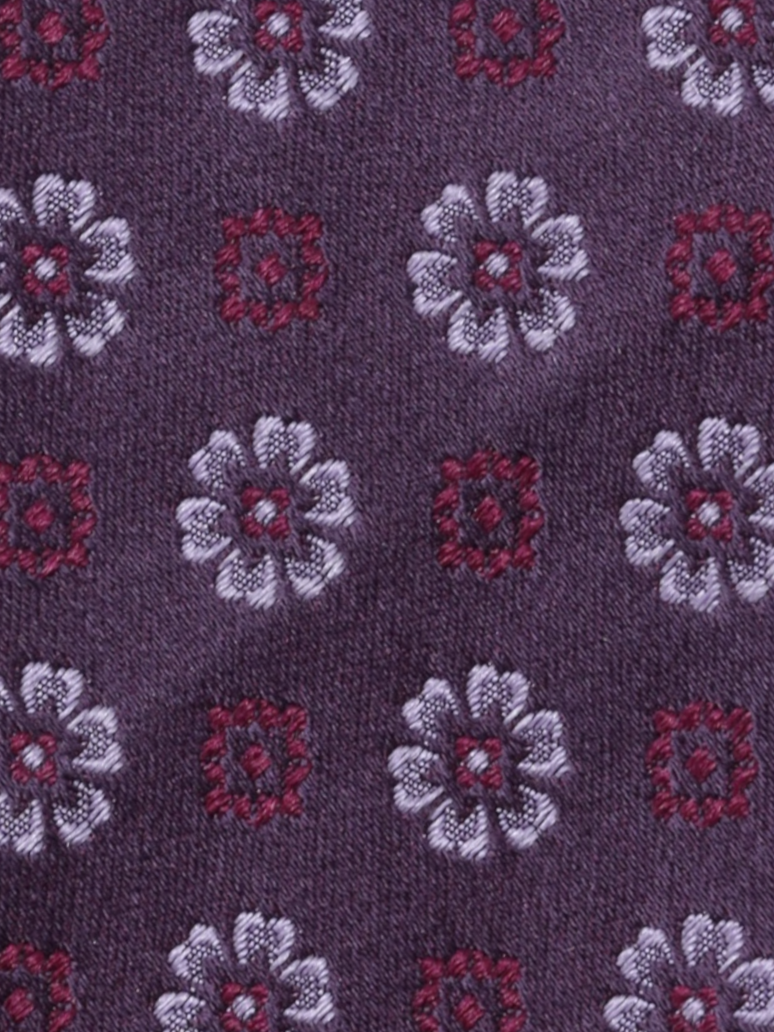 Kiton 5-Fold Violet Silk Floral-Pattern Untipped & Handrolled Tie