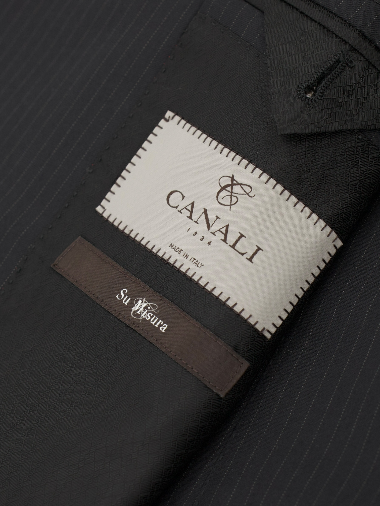 Canali Black Super 180's Pencil-Stripe Suit
