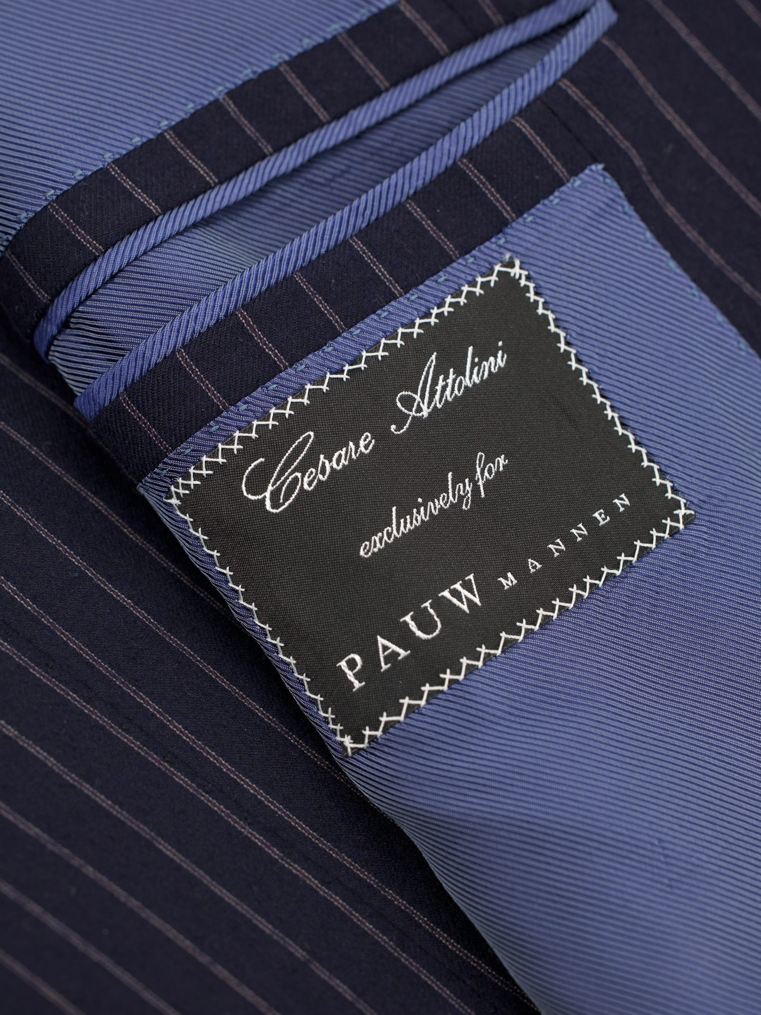 Cesare Attolini Dark Blue Super 120's & Cashmere Double-Breasted Pinstripe Suit
