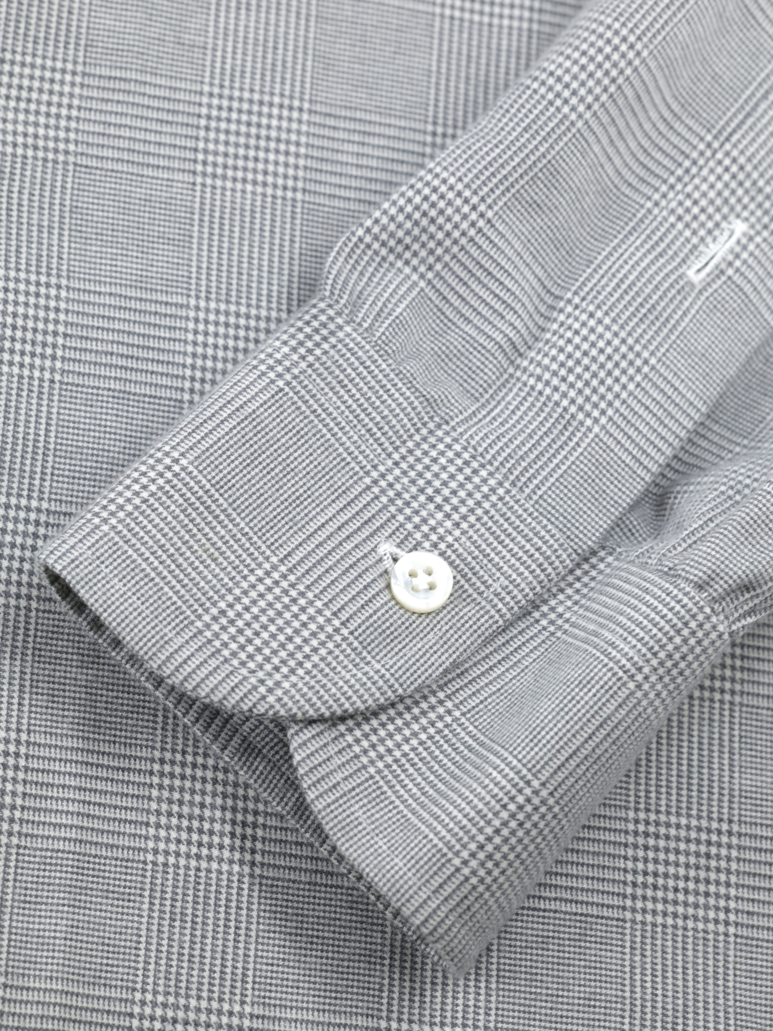 Cesare Attolini Light Grey Softly Brushed-Cotton Glenplaid Shirt