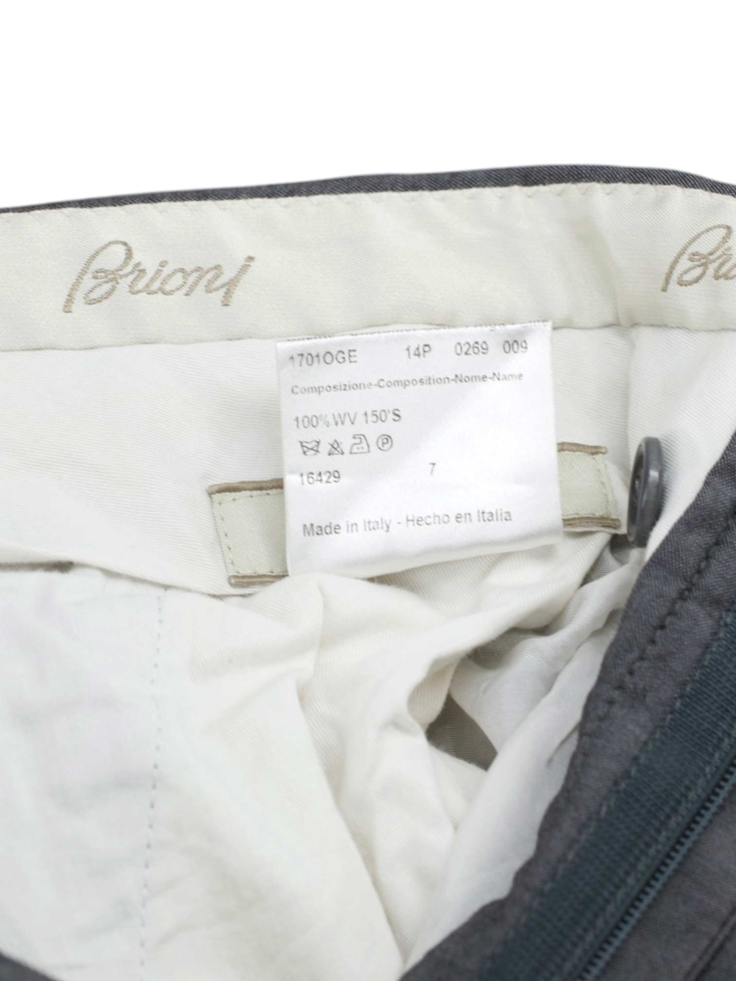 Brioni Grey Super 150's Pinpoint Moena Trousers