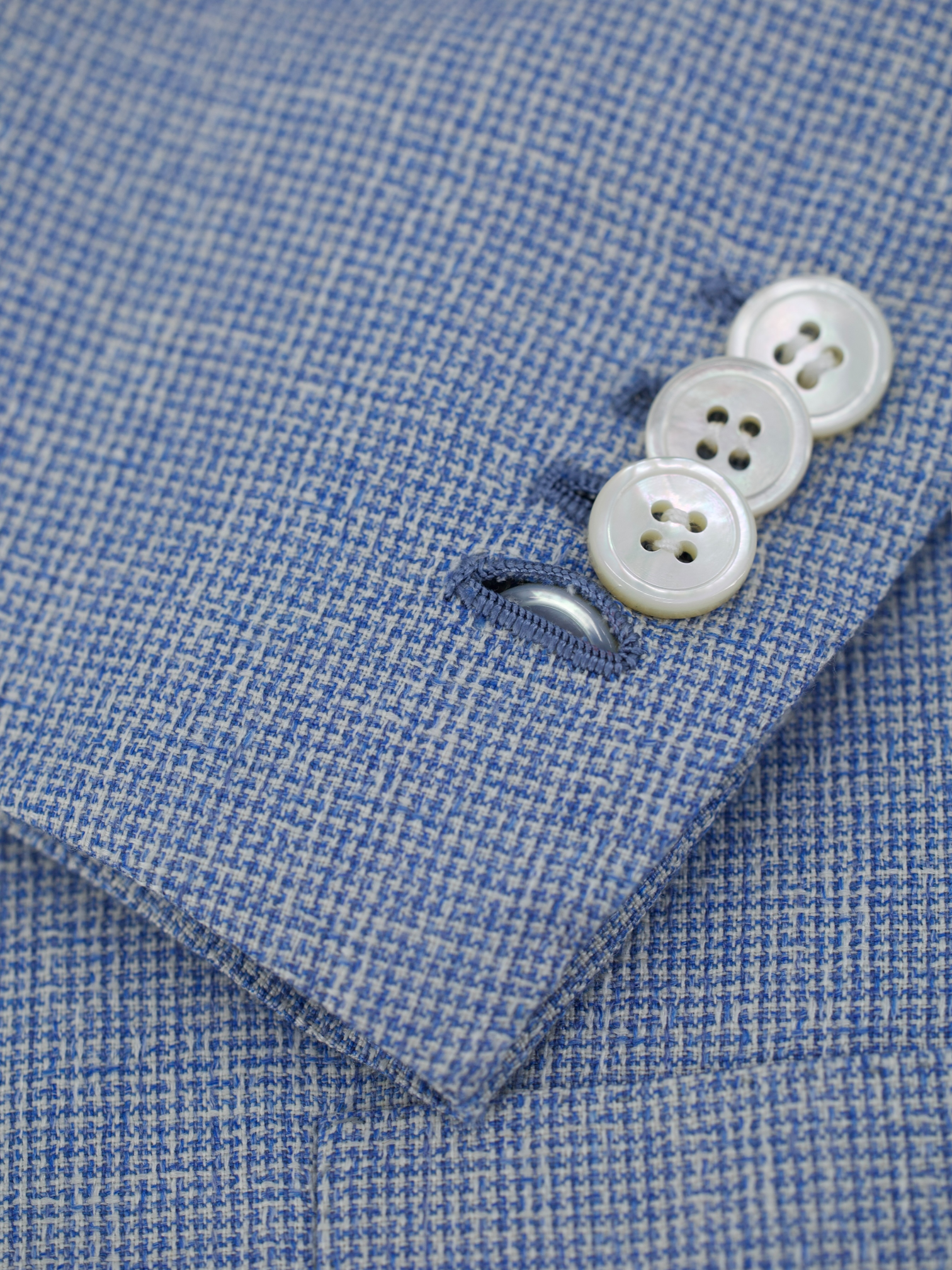 Kiton Light Blue Cashmere, Silk & Linen Micro-Pattern Jacket