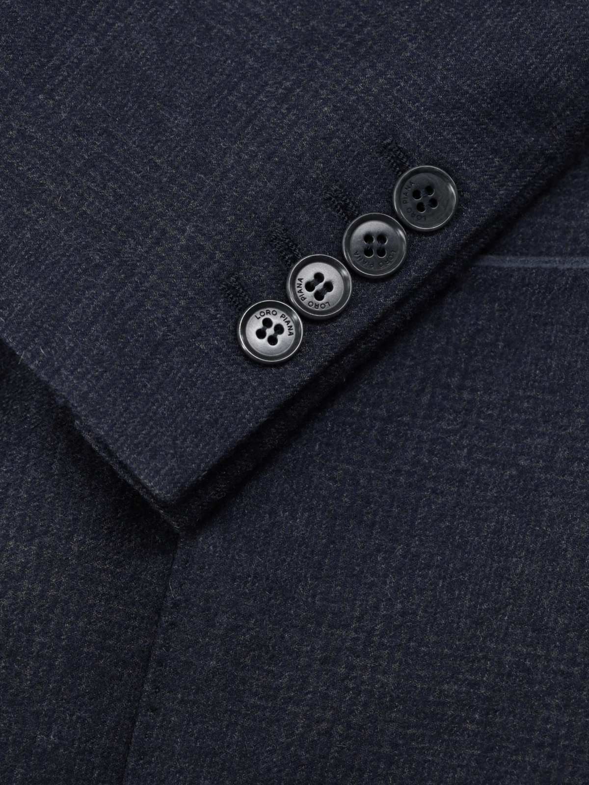 Loro Piana Navy Double-Faced Cashmere Glenplaid Jacket