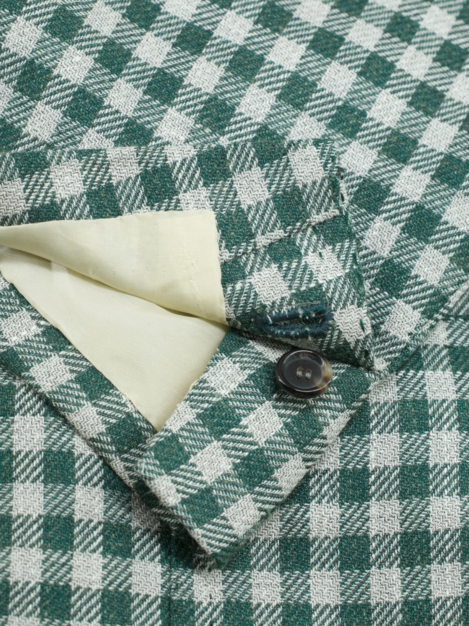 Cesare Attolini Green Wool, Silk & Linen Gingham-Check Jacket