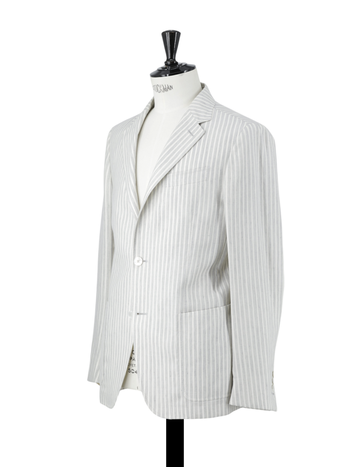 Ermenegildo Zegna Light Grey & White Linen, Cashmere & Silk Striped Riviera Jacket