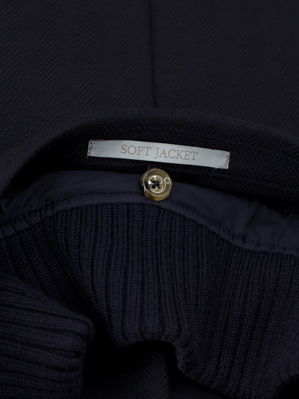 Eleventy Navy Wool-Stretch Removable-Front Herringbone Vespa Jacket