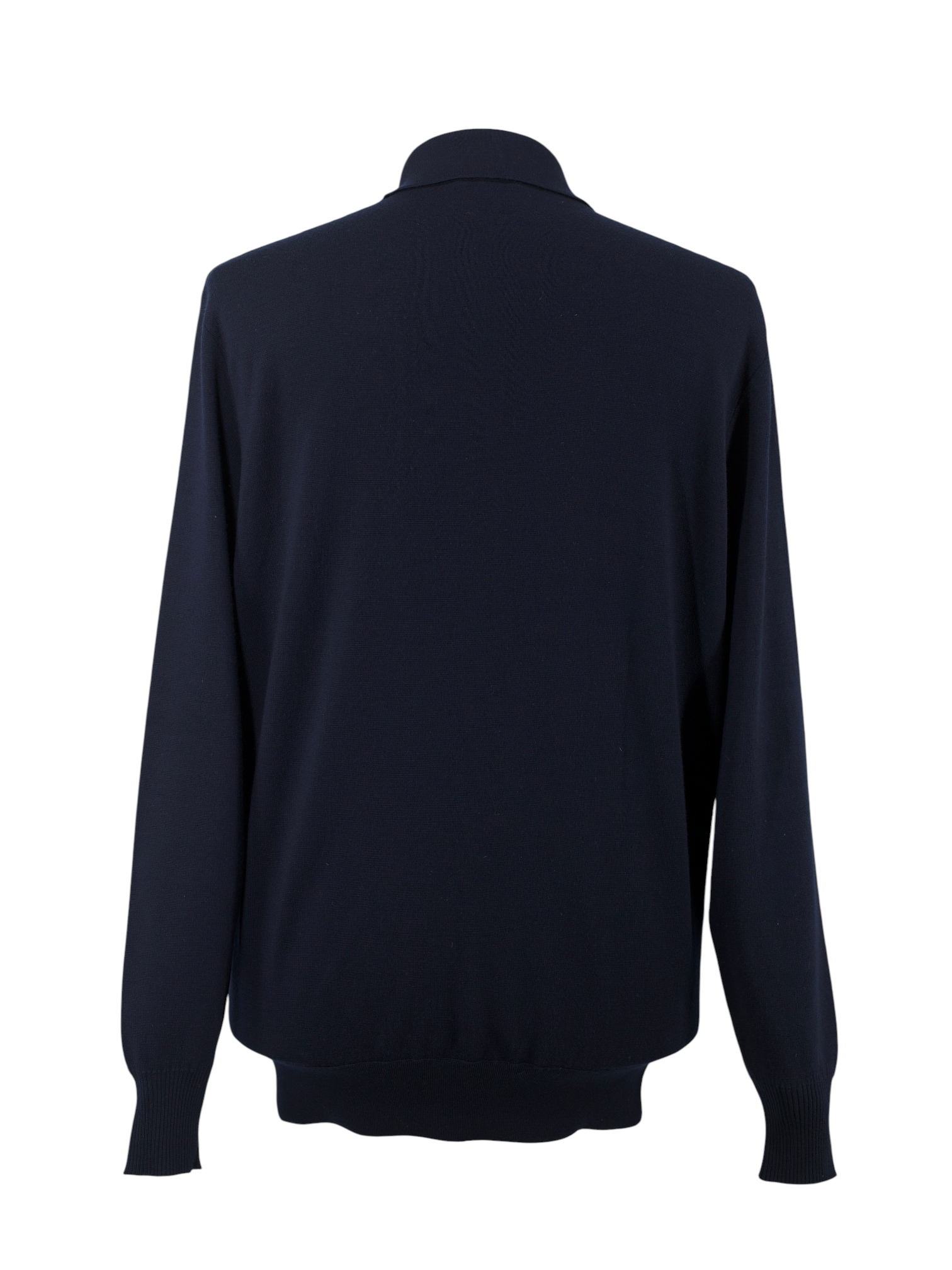 Loro Piana Navy Wish® Wool Jersey Buttonless Long-Sleeve Polo