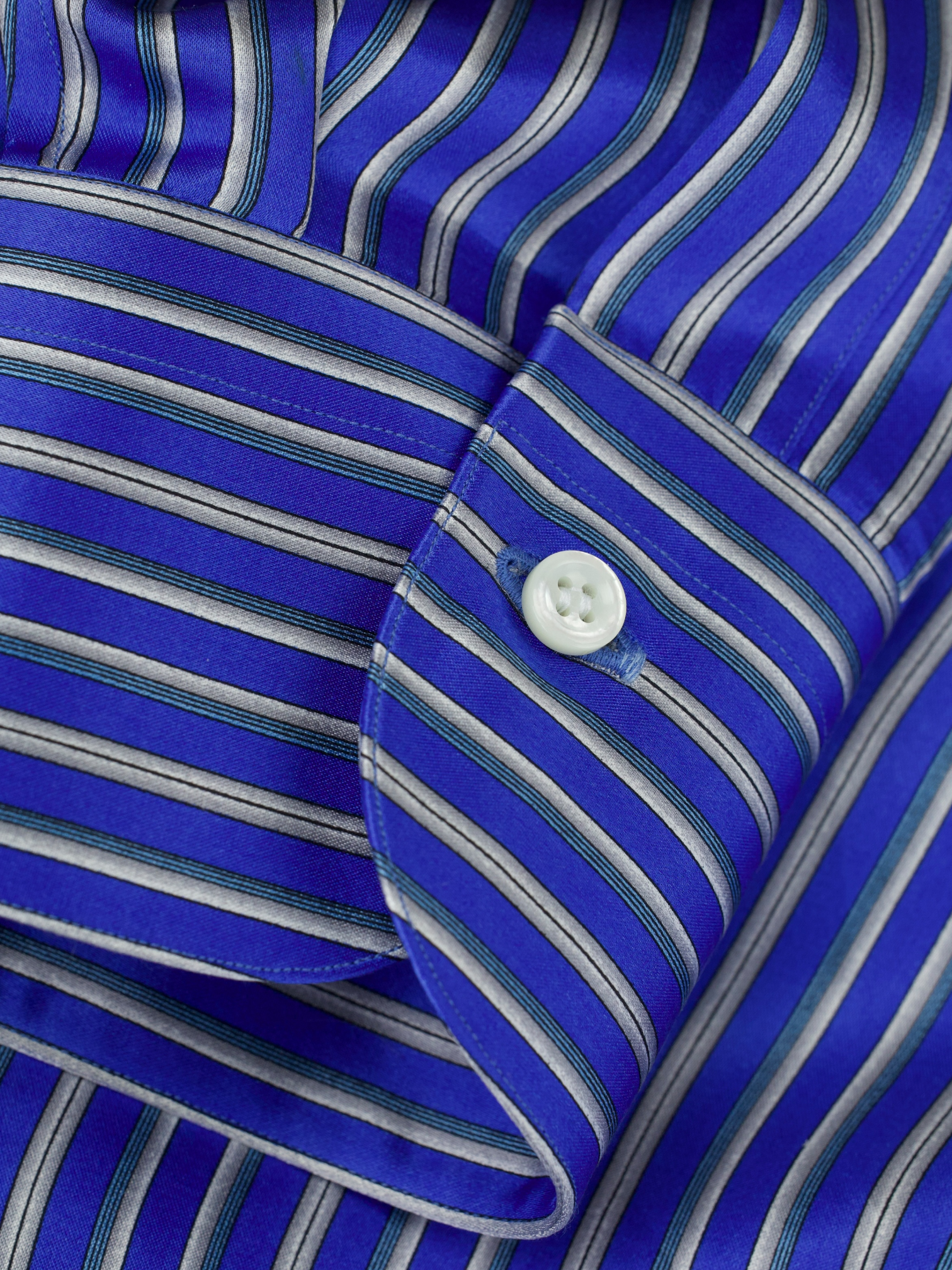 Fray Azure Blue Pure Silk Striped Summer Shirt