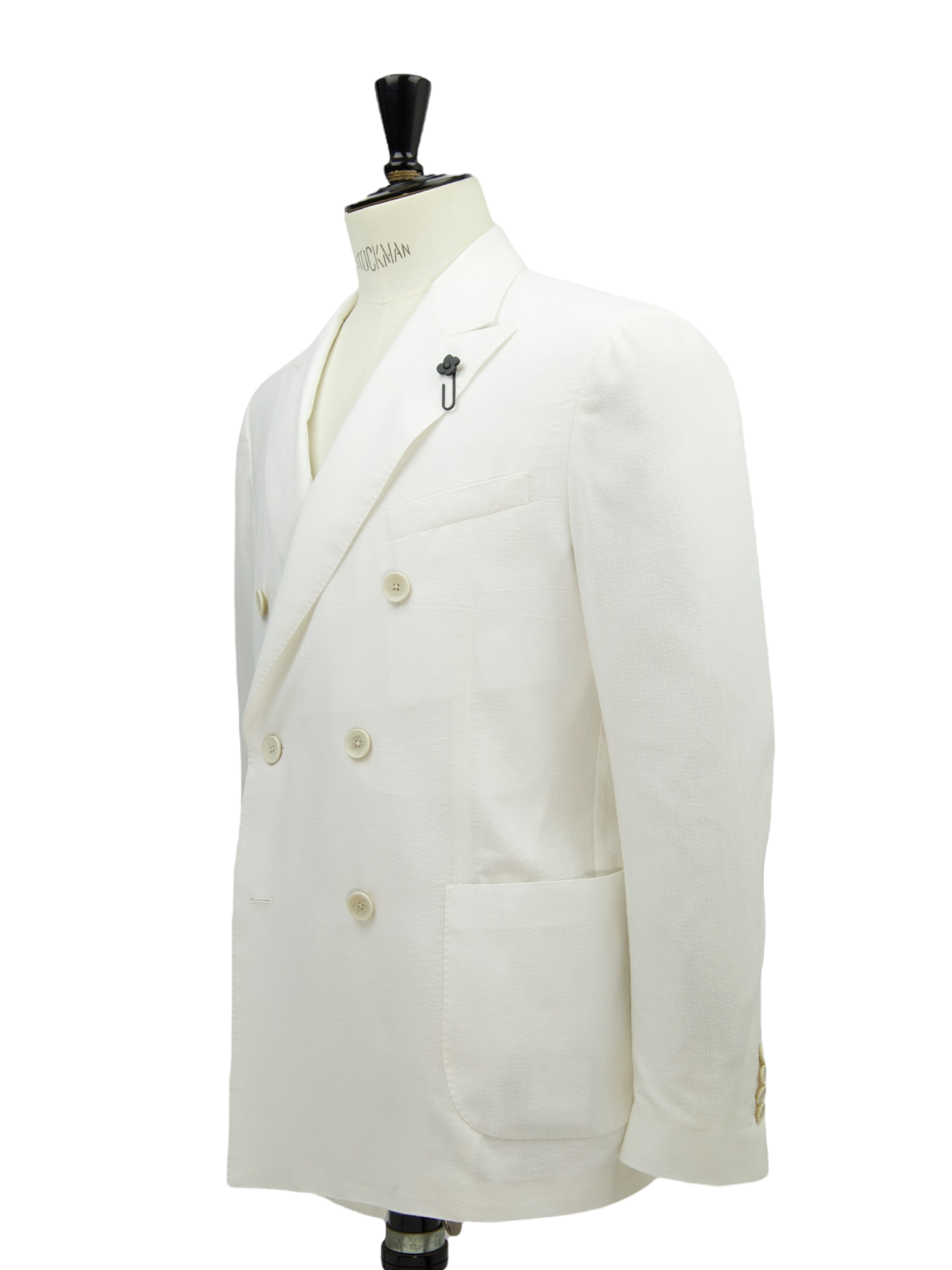 Lardini White Double Breasted Cotton, Viscose & Elastane Jacket