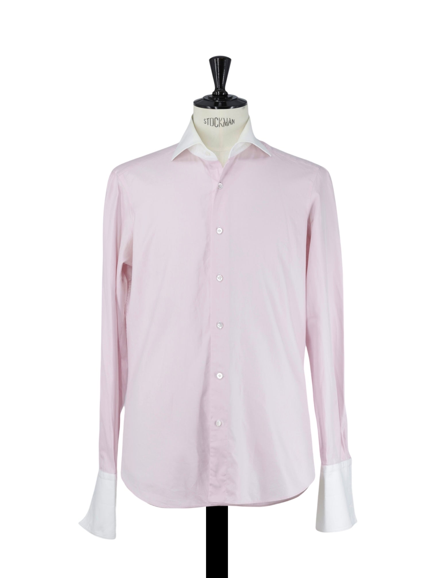 Fray Light Pink & White Cotton Contrast-Collar Shirt