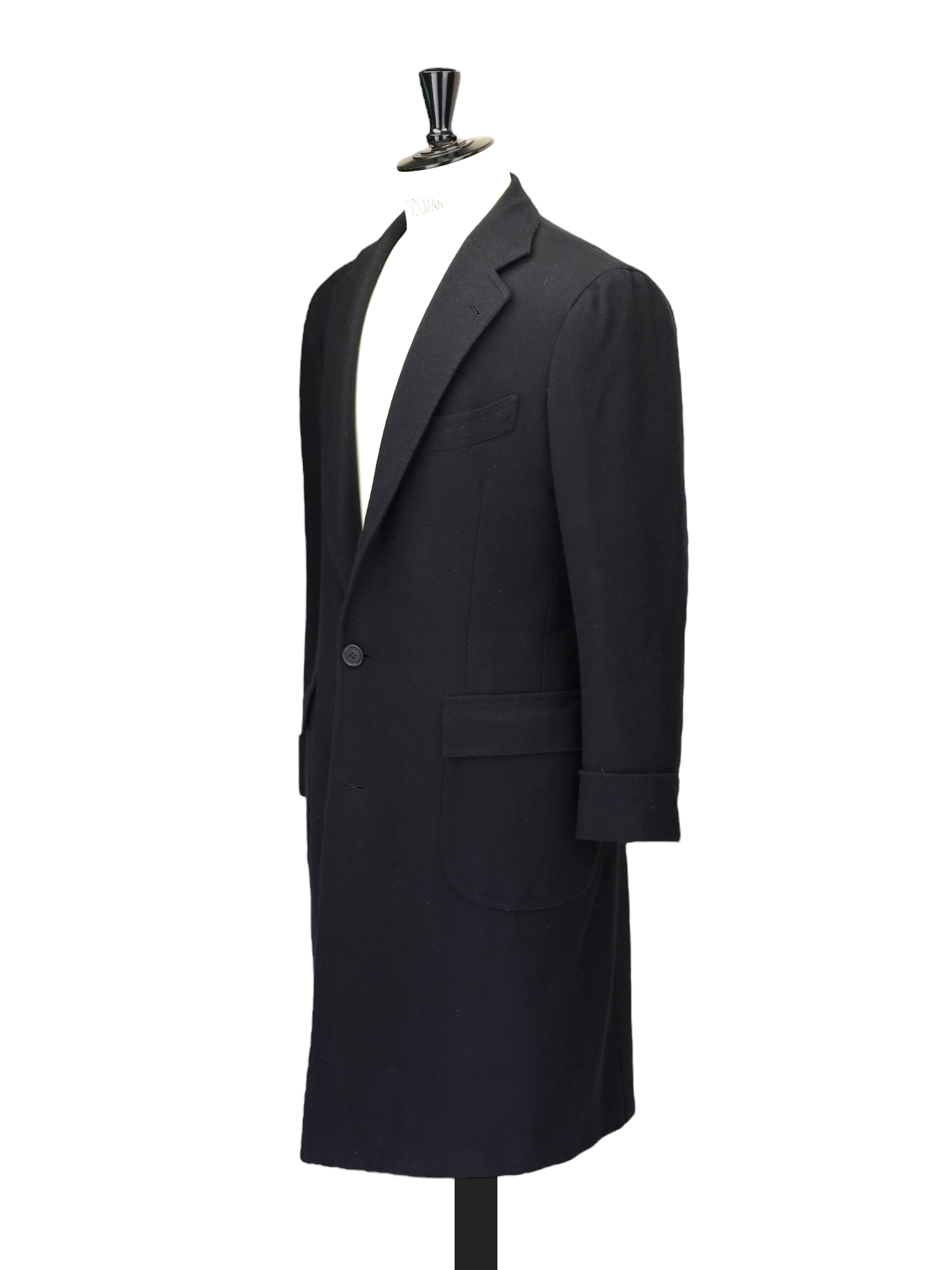 Orazio Luciano Black Virgin-Wool Herringbone Polocoat