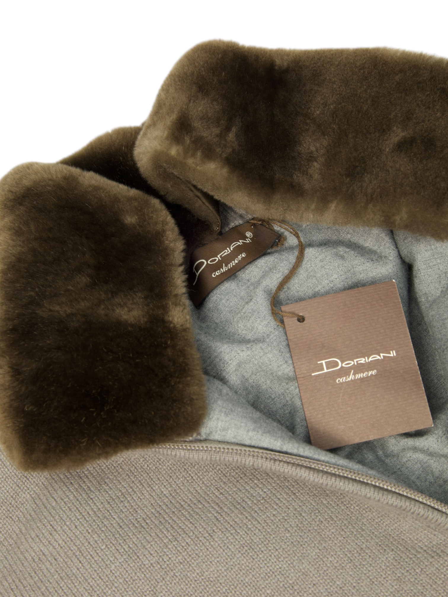 Doriani Cashmere Taupe Cashmere & Castorino Beaver Fur Knitwear