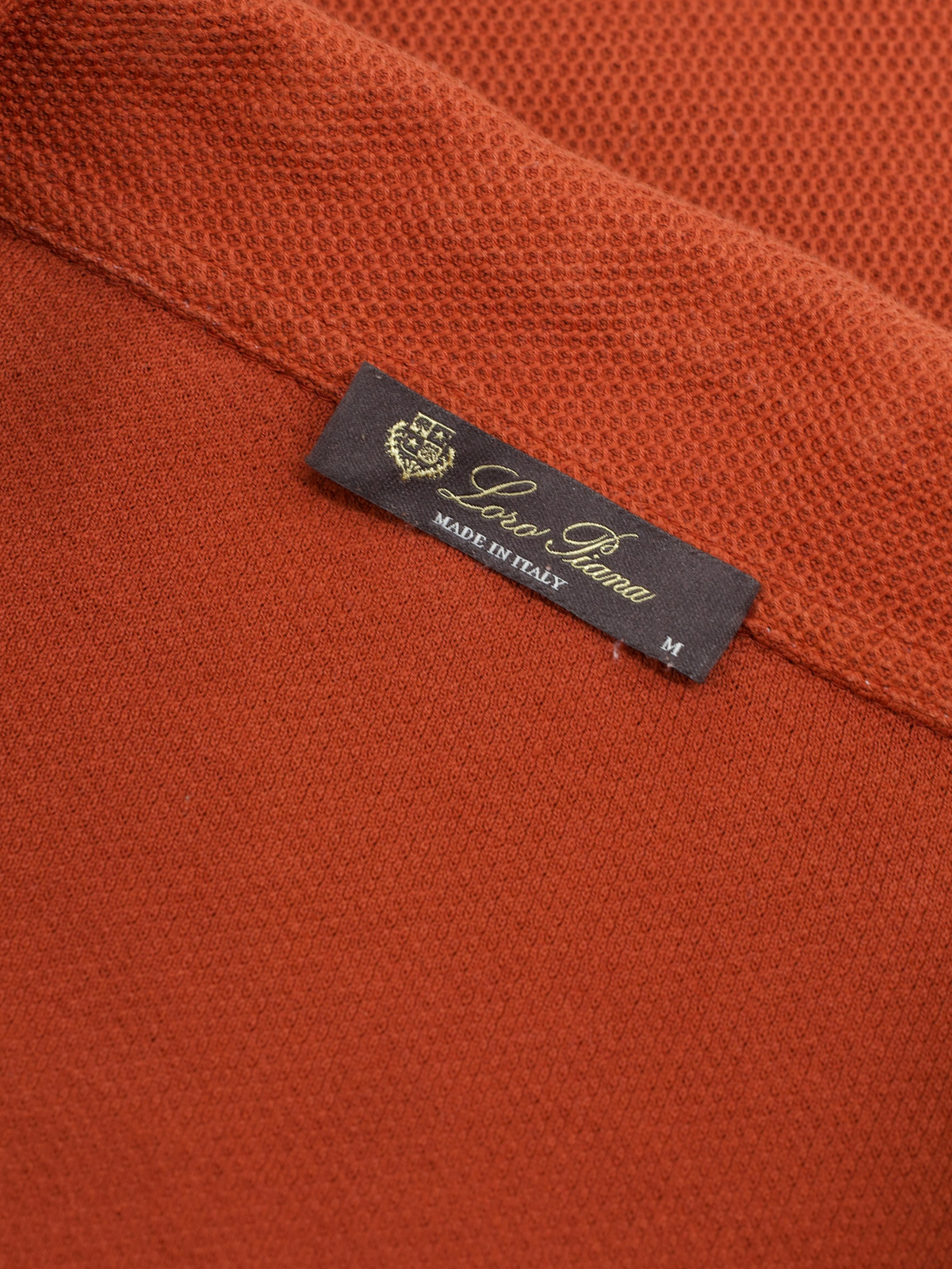 Loro Piana Terracotta Cotton Piqué Long-Sleeve Pop-Over Shirt