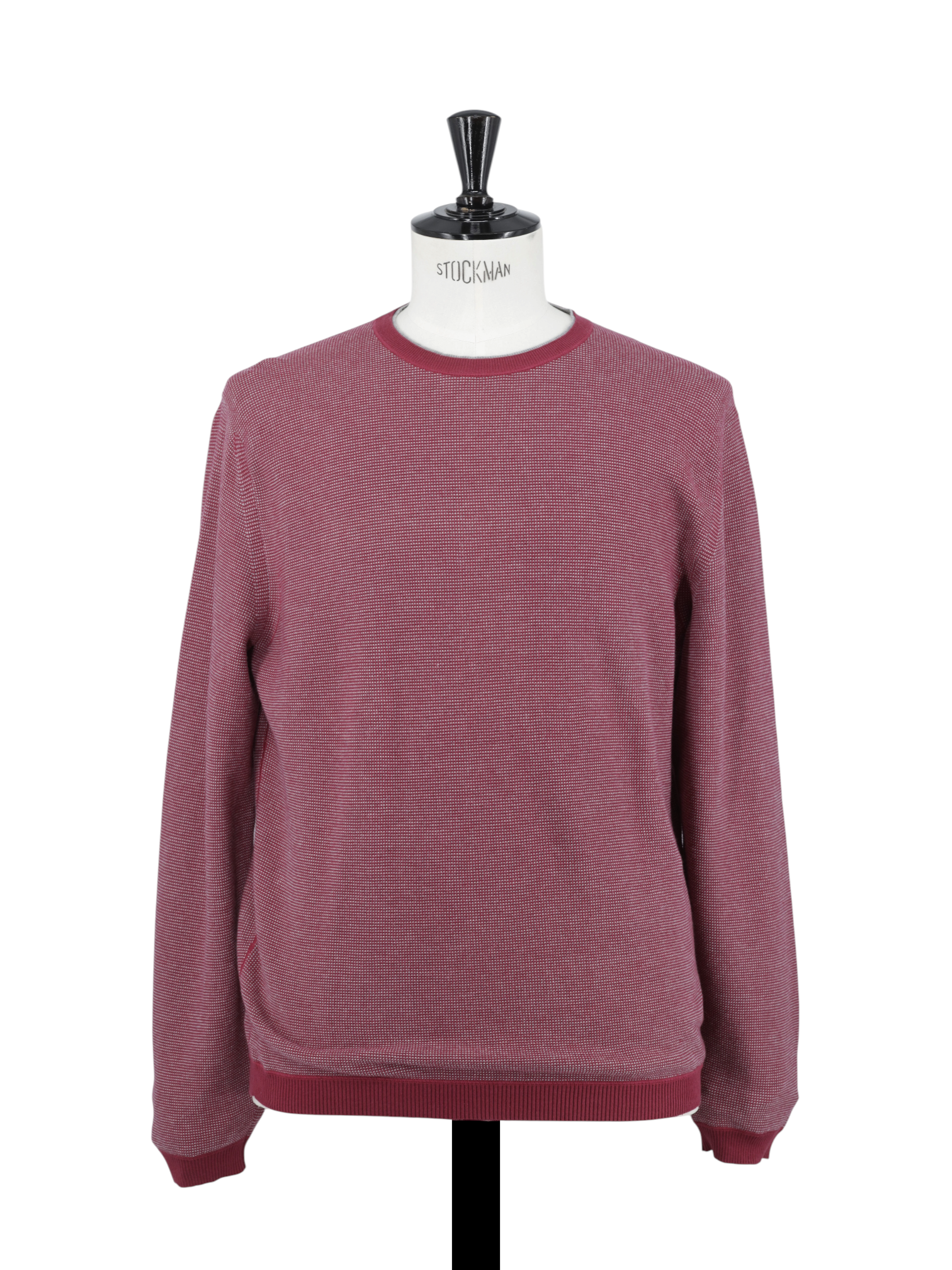 Ermenegildo Zegna Red Bicolor Lightweight-Cotton Pinpoint Roundneck Sweater