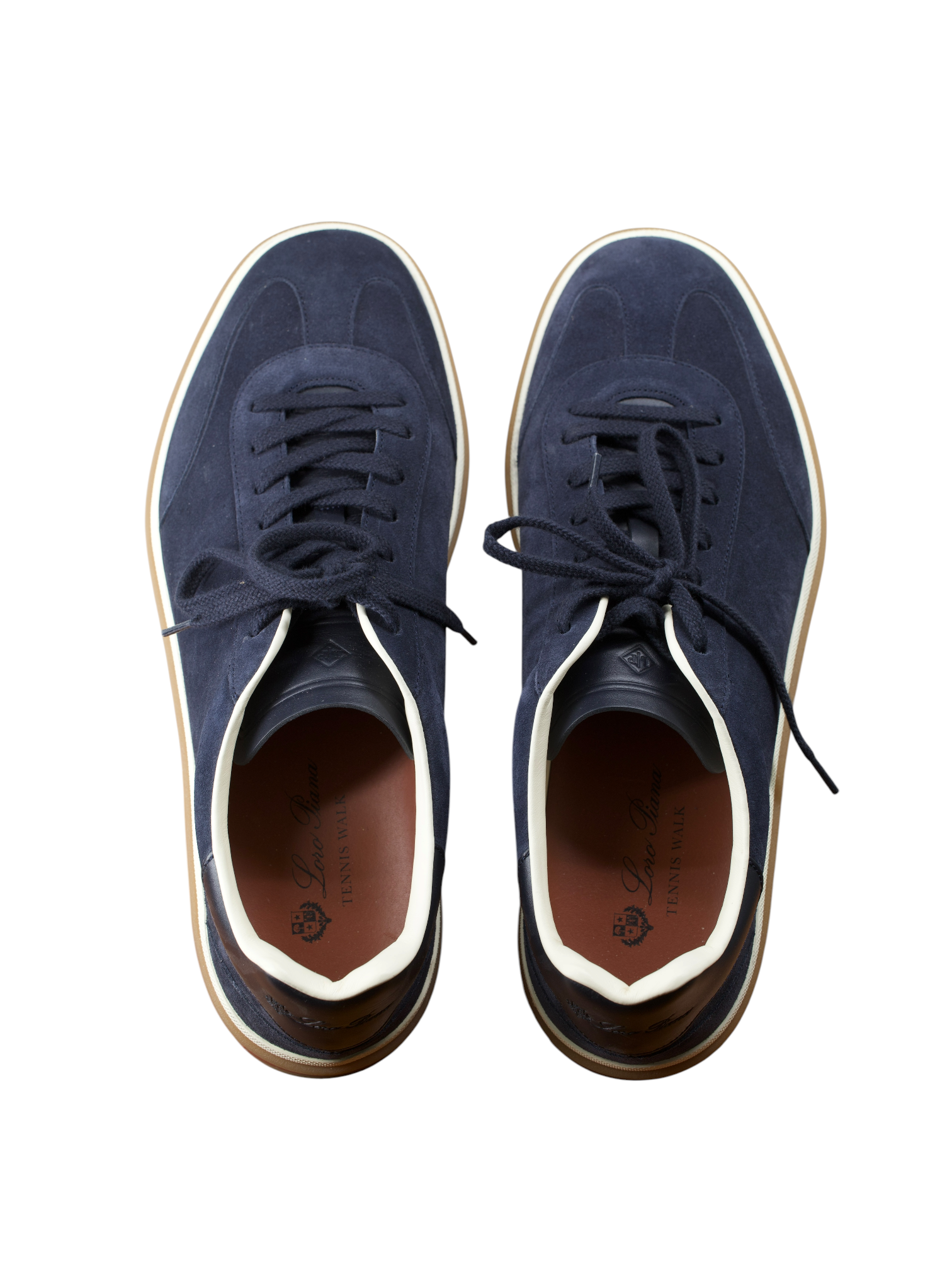 Loro Piana Navy Suede Calf-Split Tennis Walk Sneakers