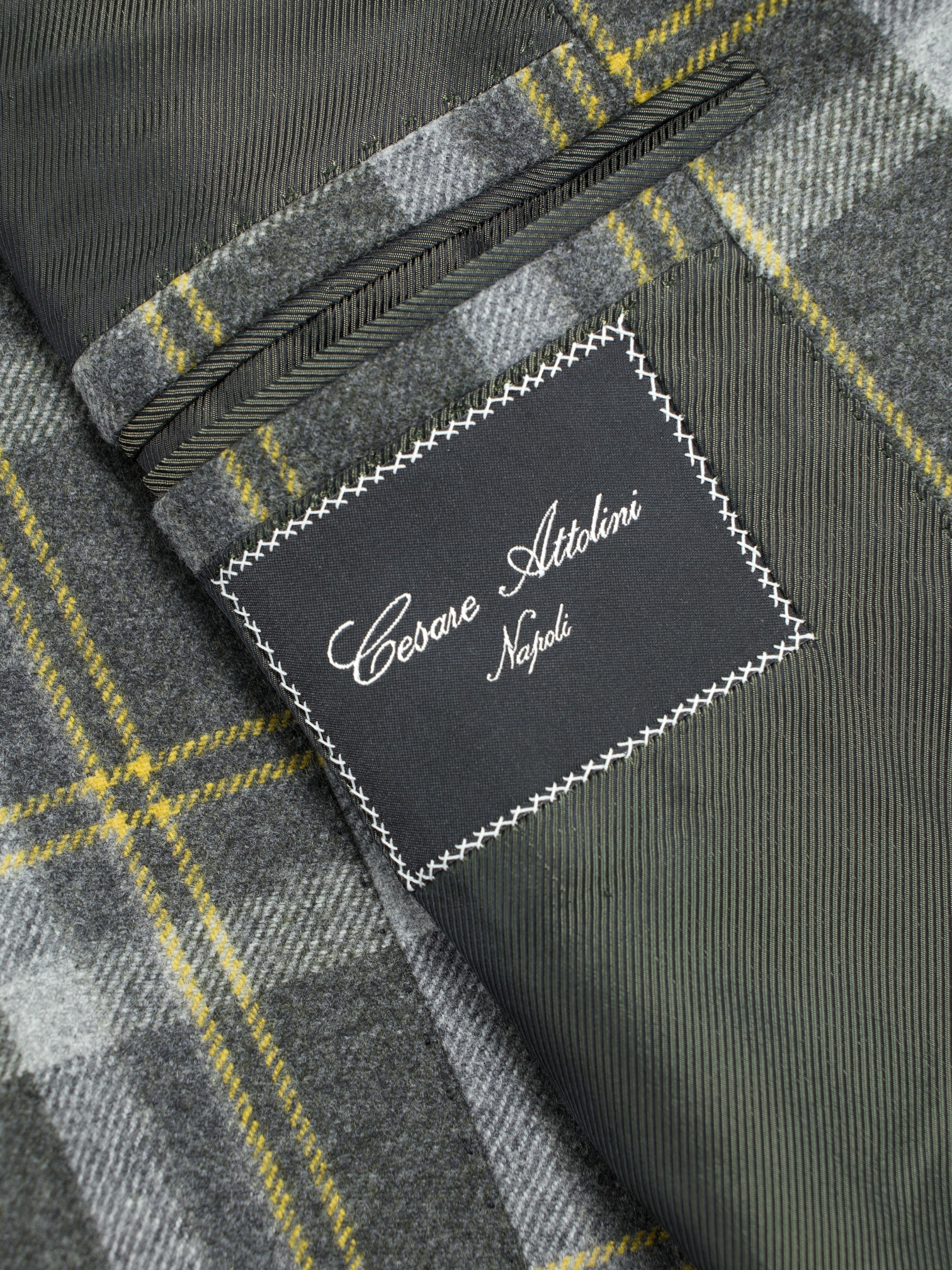 Cesare Attolini Grey & Sunflower Yellow Wool-Flannel Tartan Jacket