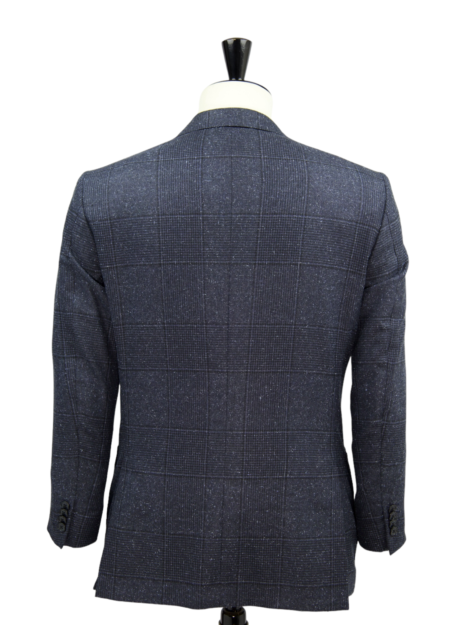 Corneliani Blue Wool & Silk Donegal Check Jacket