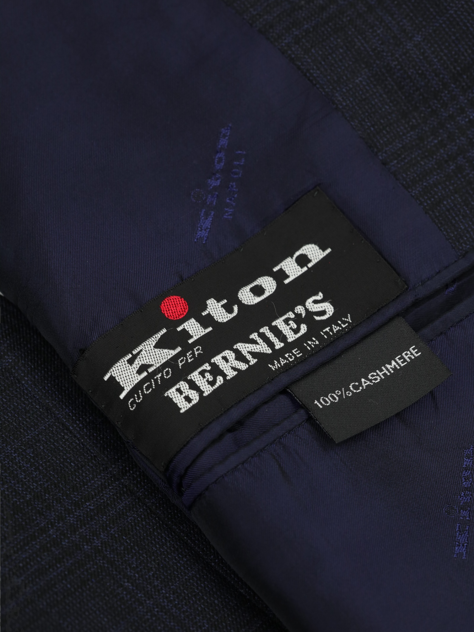 Kiton Navy Pure Cashmere Shadow-Glenplaid Suit