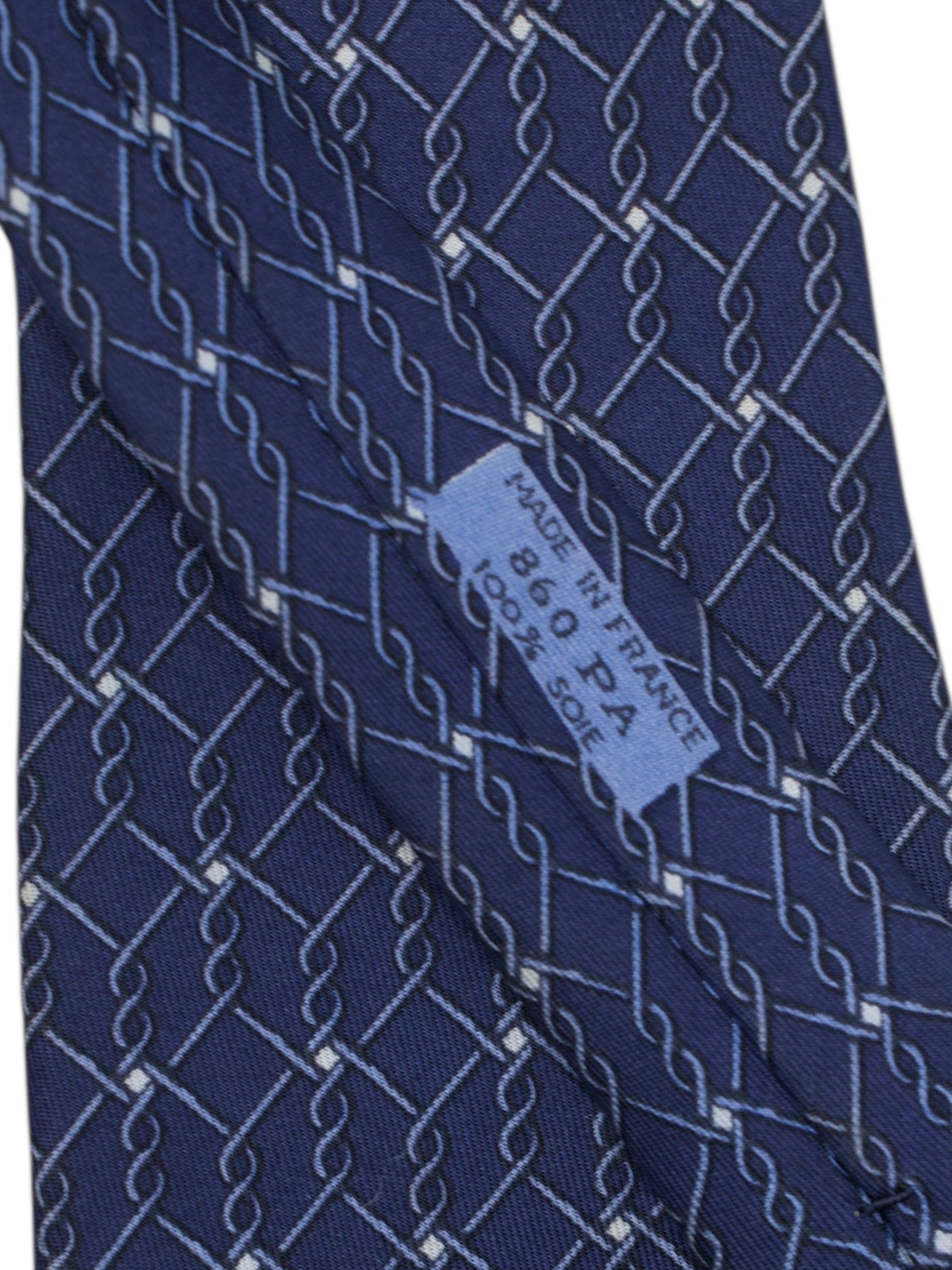 Hermès Blue Silk Geometric Wire Pattern