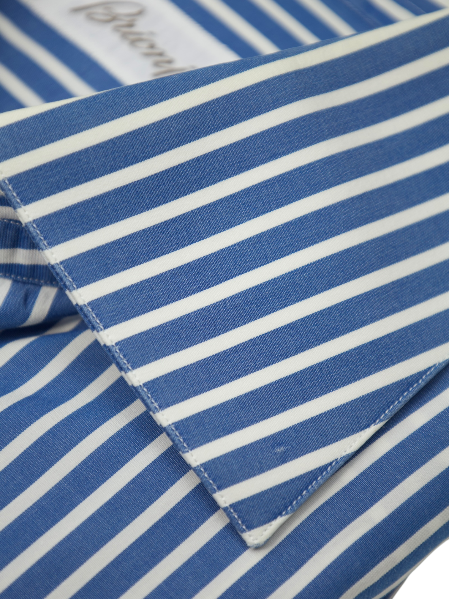 Brioni White & Turquoise Cotton Bengal Stripe Shirt