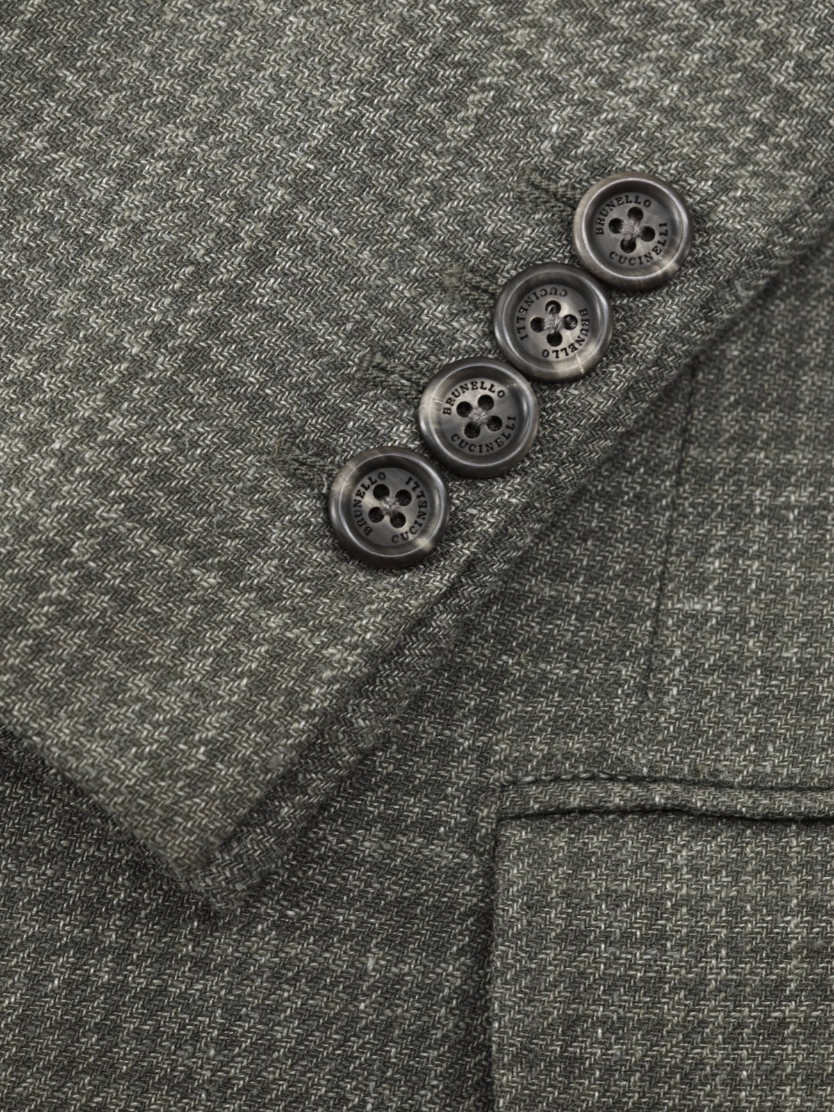 Brunello Cucinelli Sage Green Wool, Linen & Silk Pied de Poule Jacket
