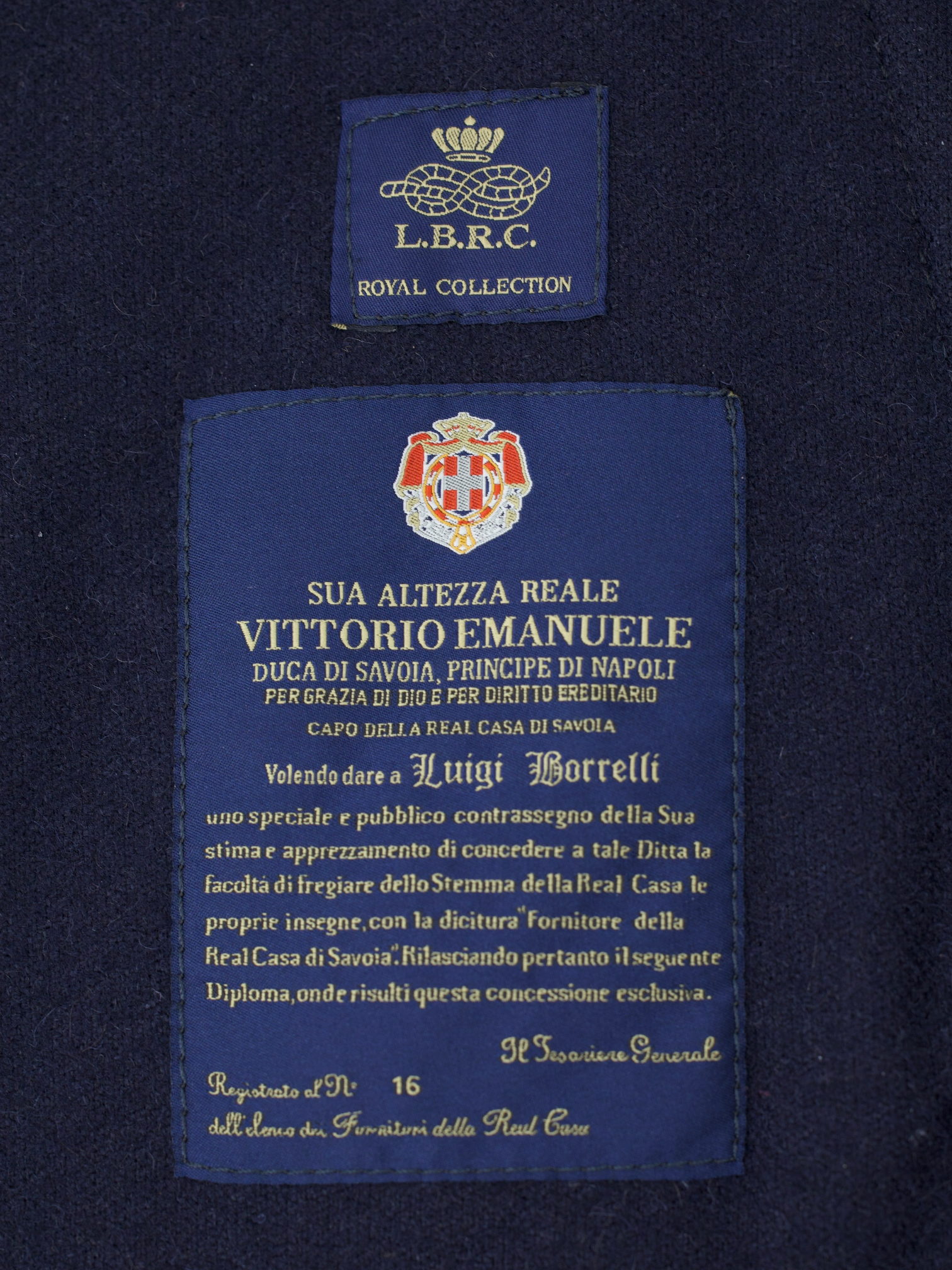 Luigi Borrelli Navy Pure Camel "Royal Collection" Carcoat