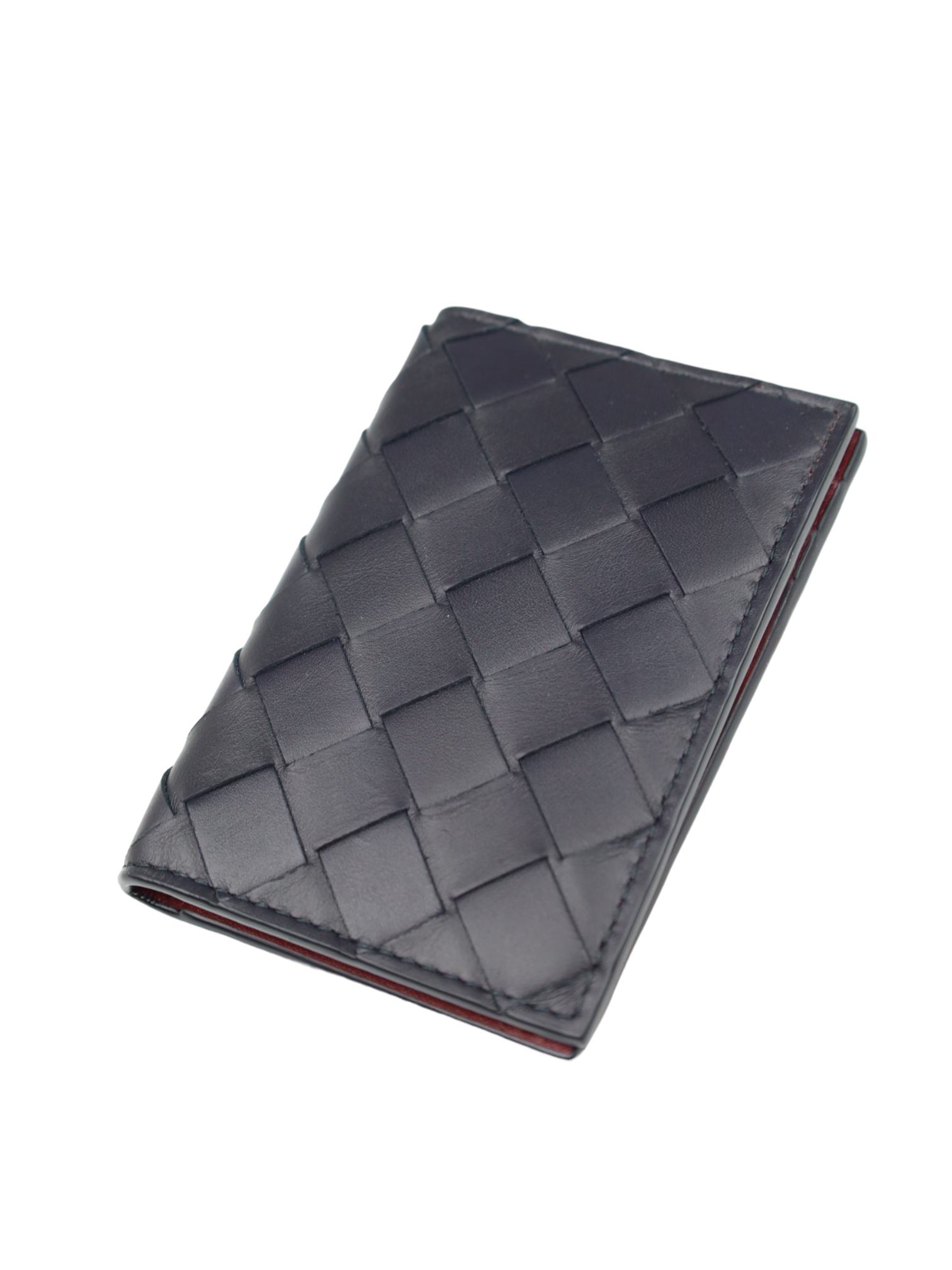 Bottega Veneta Navy Intrecciato Leather Cardholder