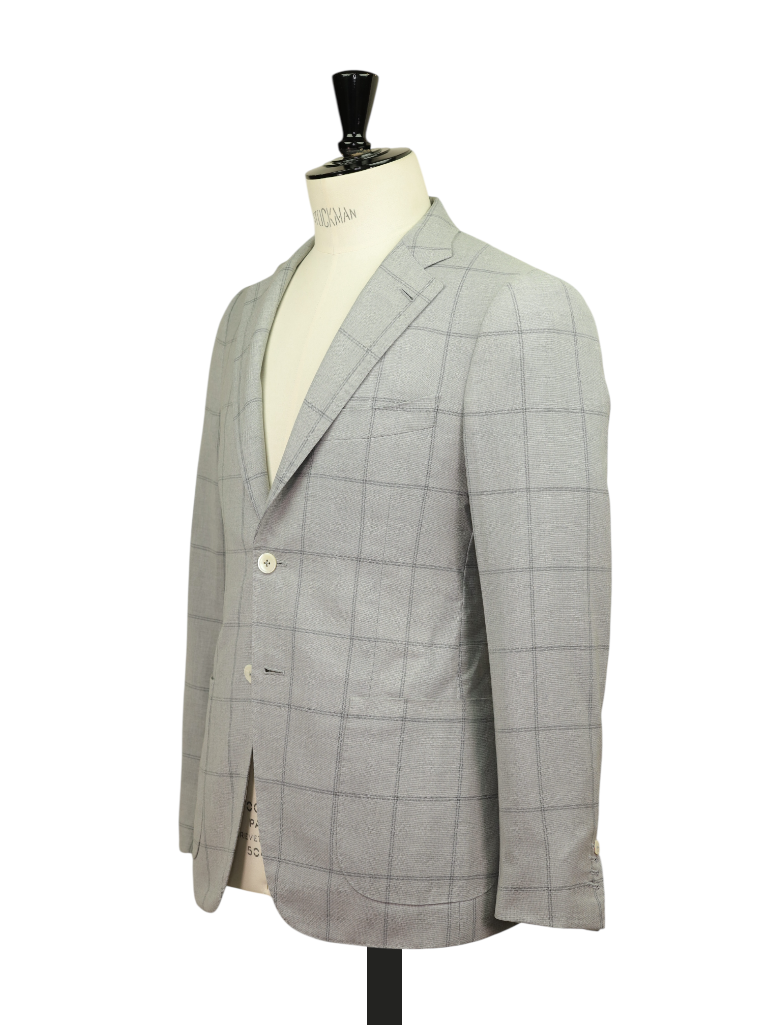 Isaia Grey Wool, Mohair & Cashmere "Fresco Babyhair" Windowpane Jacket