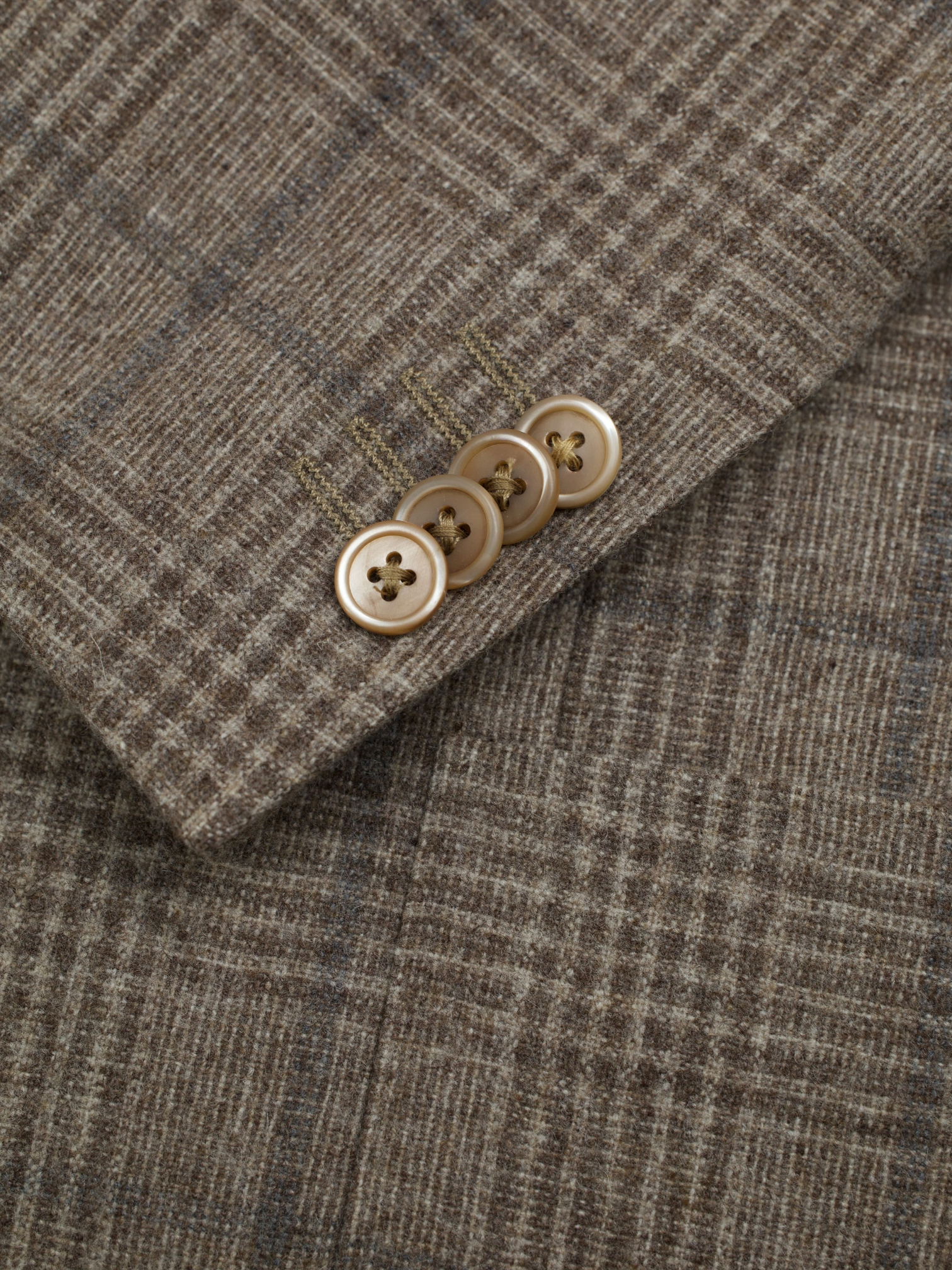 Corneliani Light Brown & Blue Wool-Cashmere Checkered Jacket