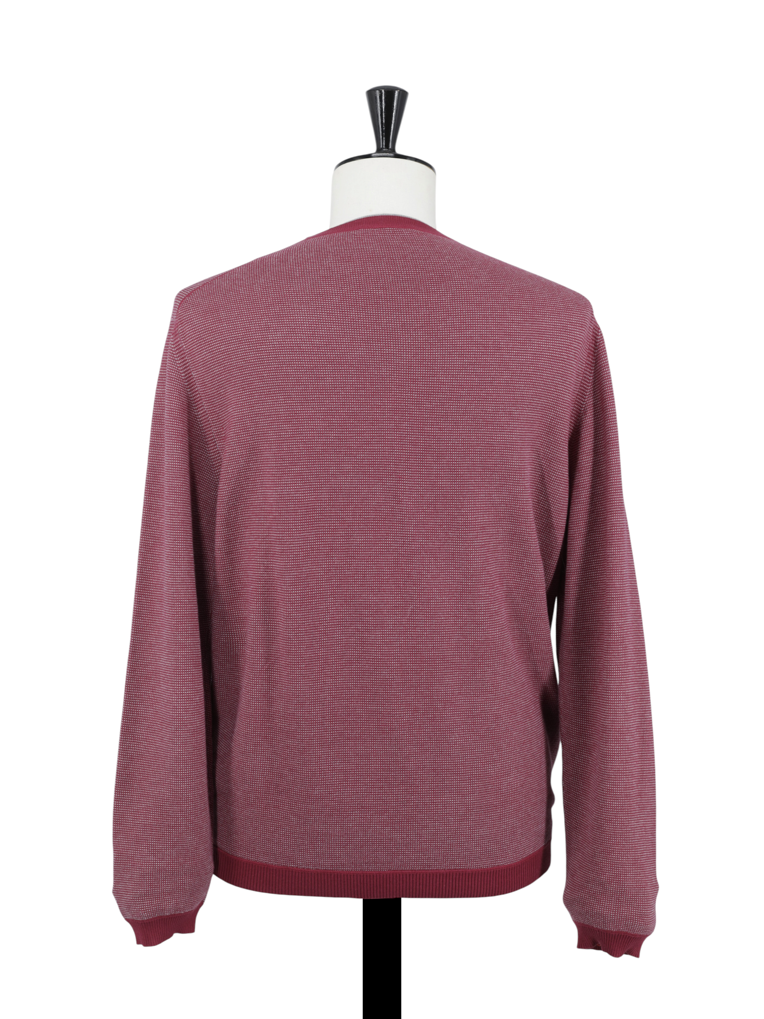 Ermenegildo Zegna Red Bicolor Lightweight-Cotton Pinpoint Roundneck Sweater
