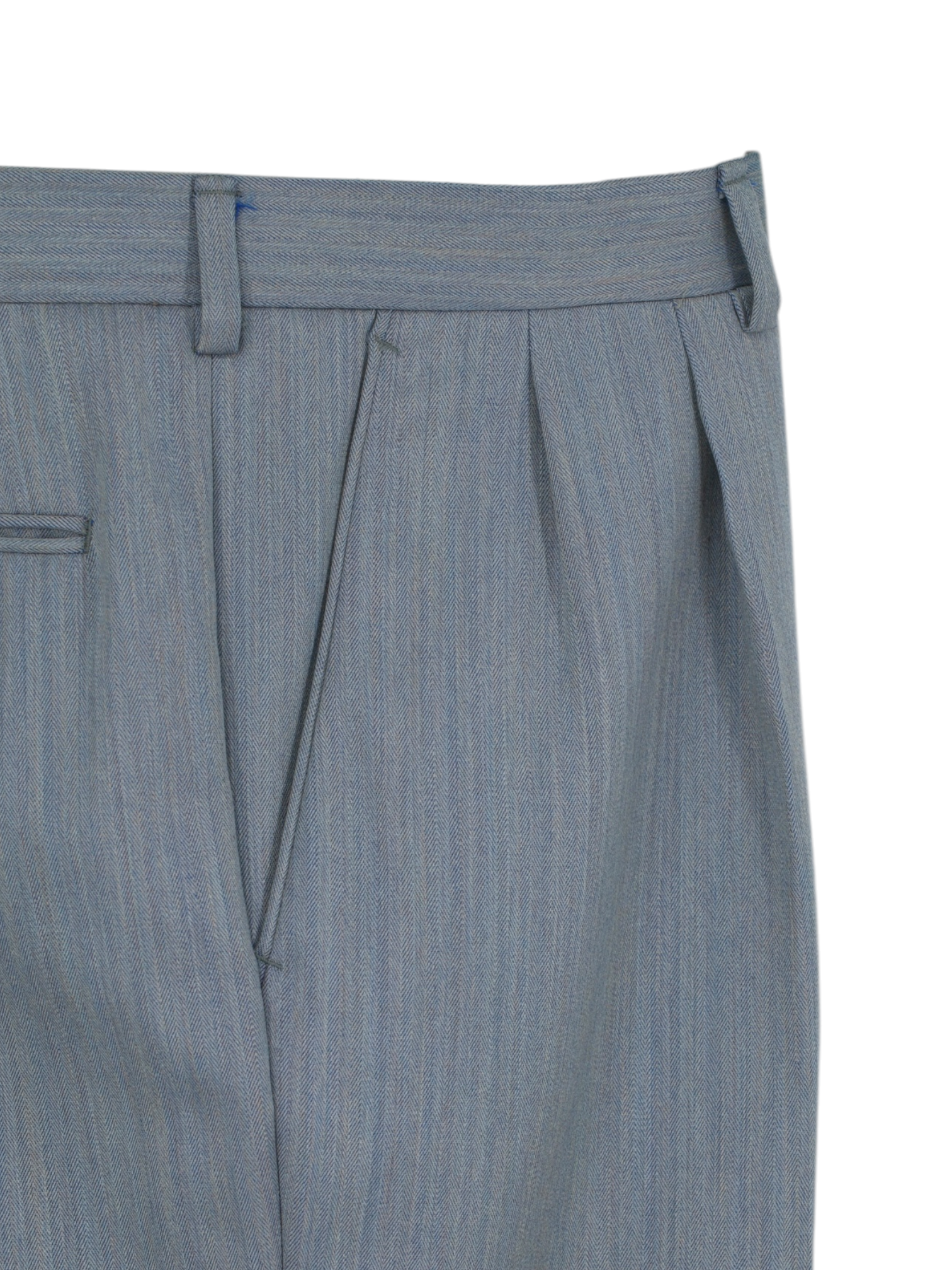 Brioni Light Grey & Blue Wool Iridescent-Herringbone Roman-Style Suit