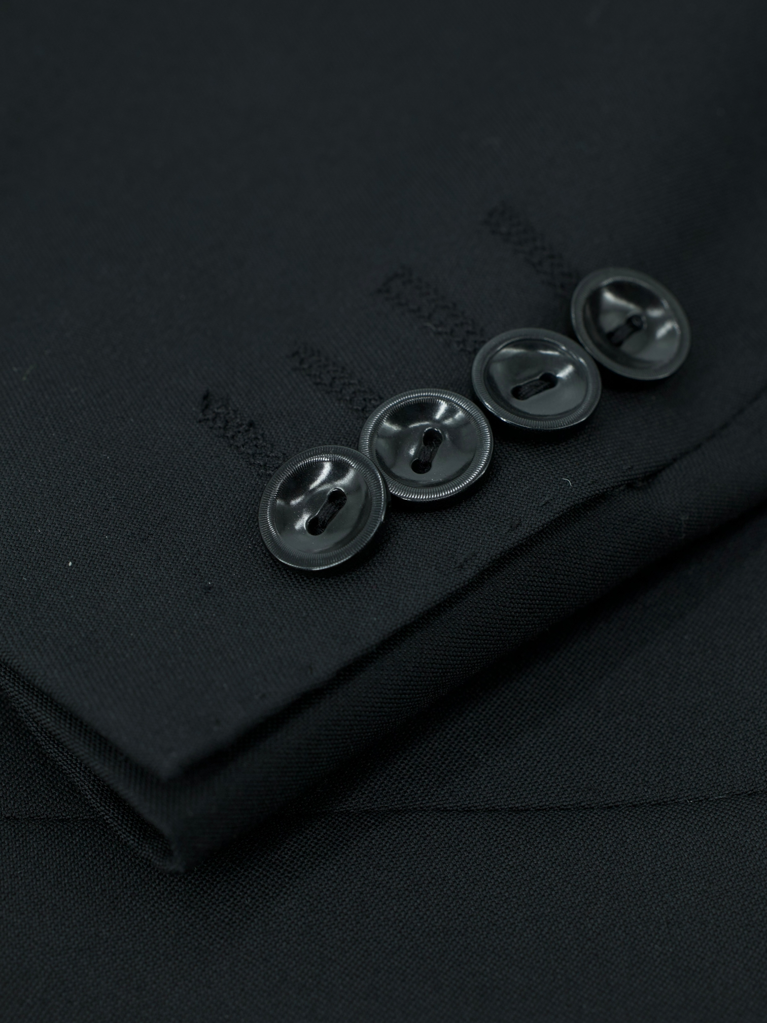 Canali Black Extrafine Wool Twill Classic Jacquet