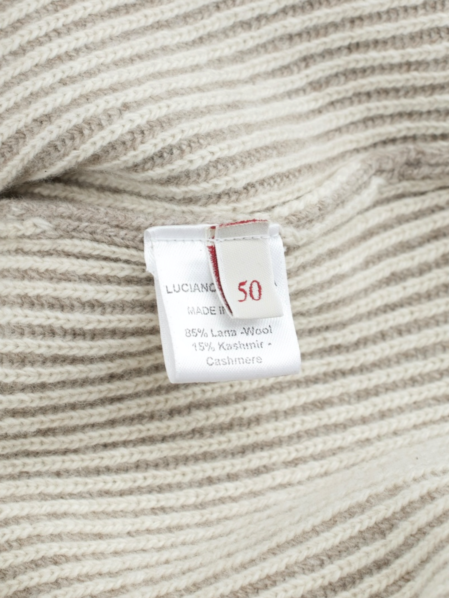 Luciano Barbera Taupe Wool & Cashmere Rib-Knitted Straight-Fit Sweater