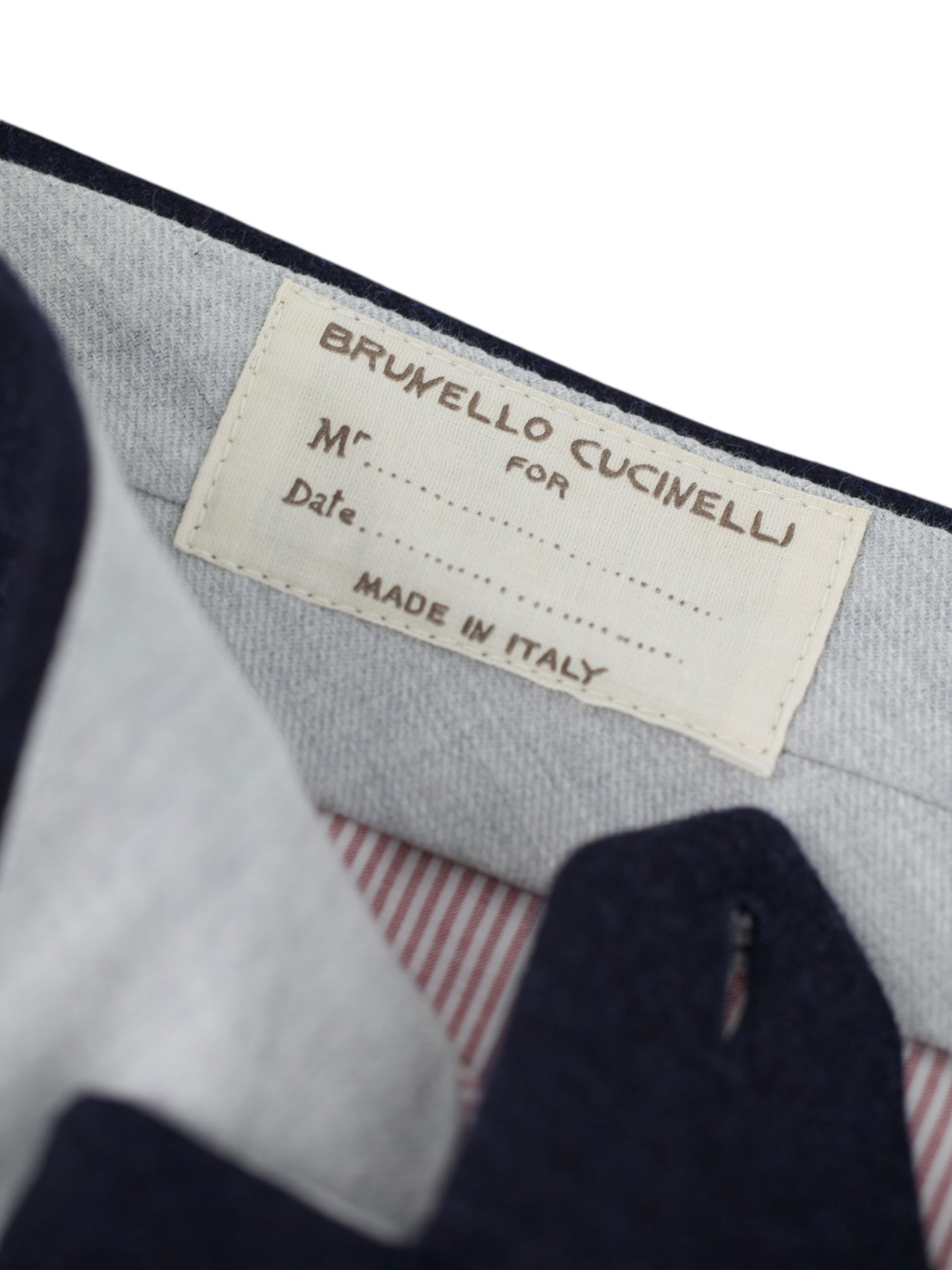 Brunello Cucinelli Dark Blue Wool Flannel Winter Trousers