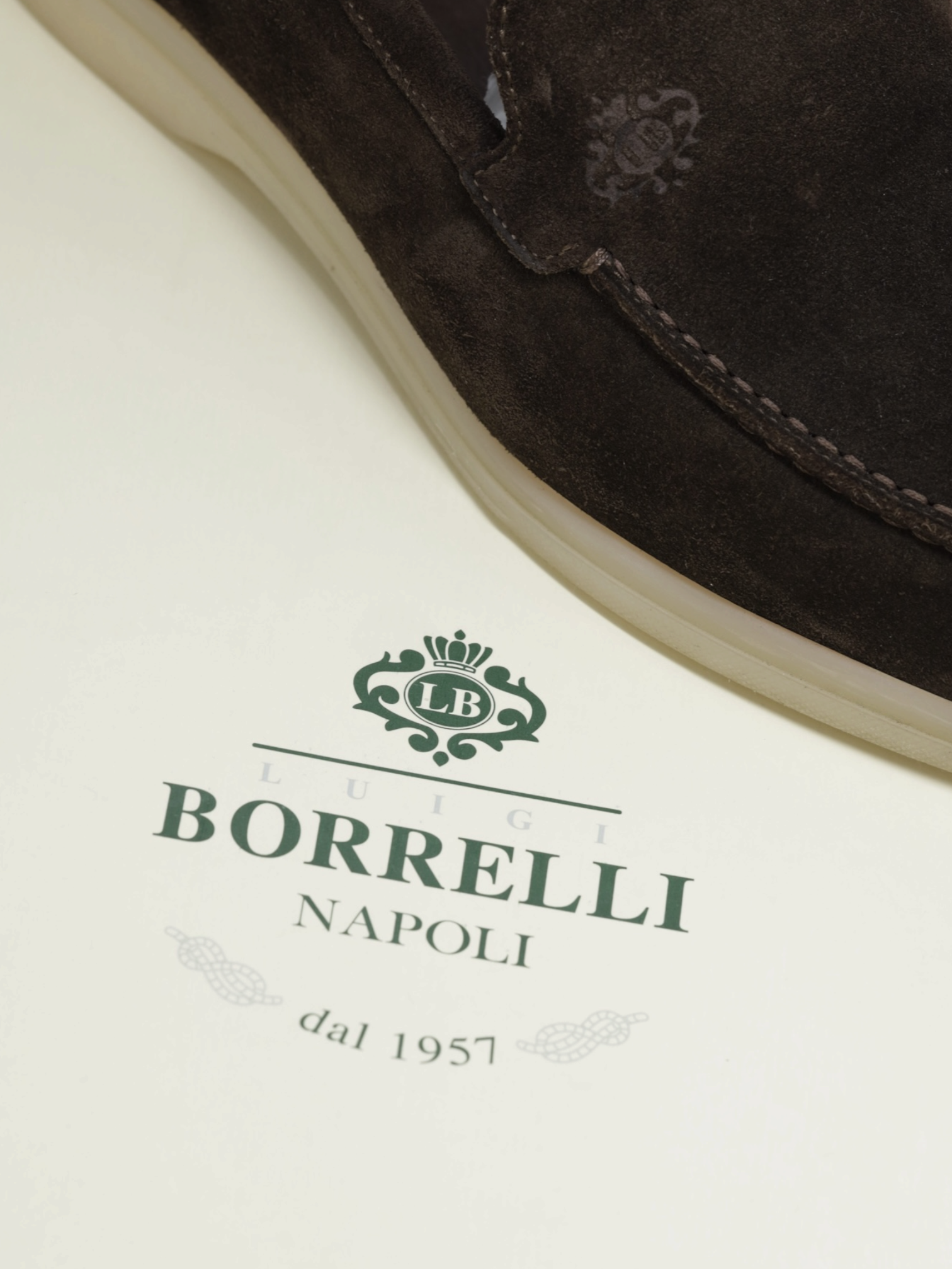 Luigi Borrelli Dark Brown Suede Summer Moccasin