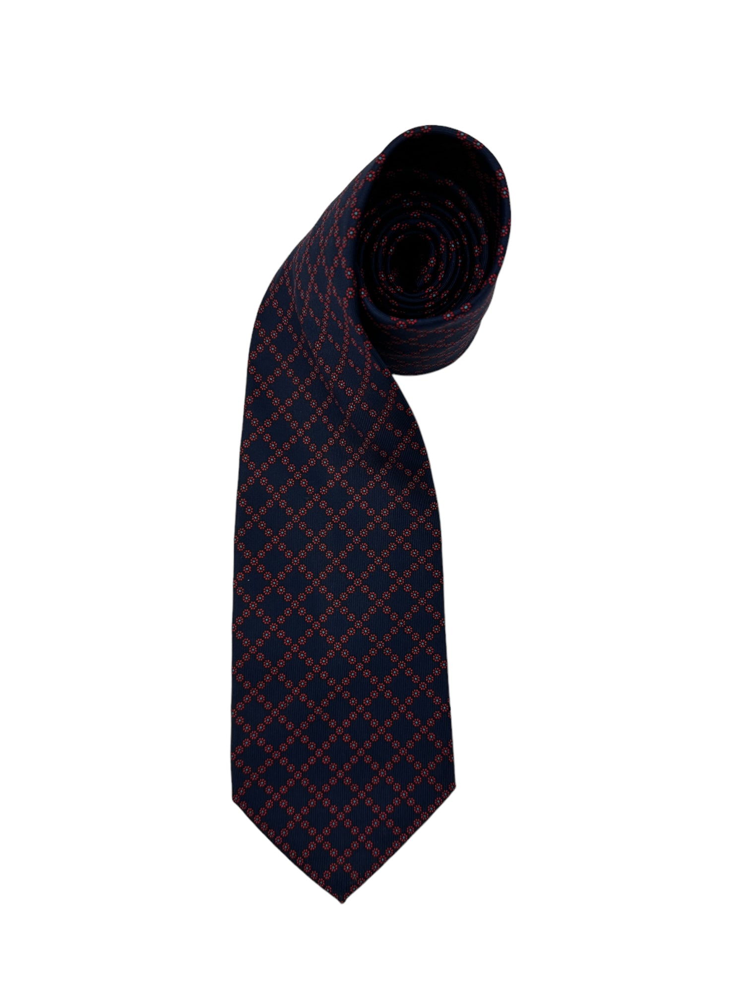 E.Marinella Navy and Red Diamond Shape Tie
