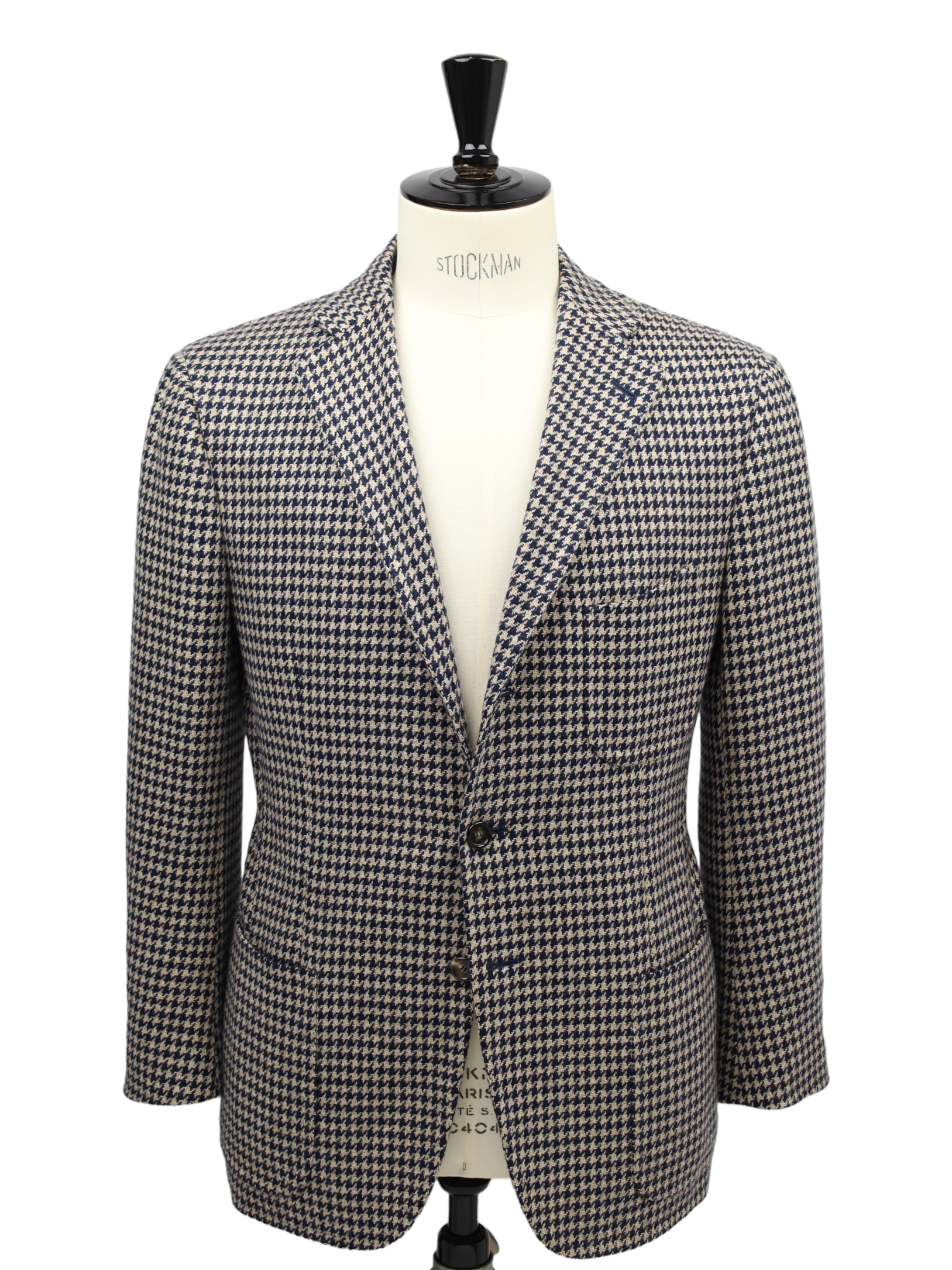 Cesare Attolini Beige & Blue Houndstooth Cashmere Jacket