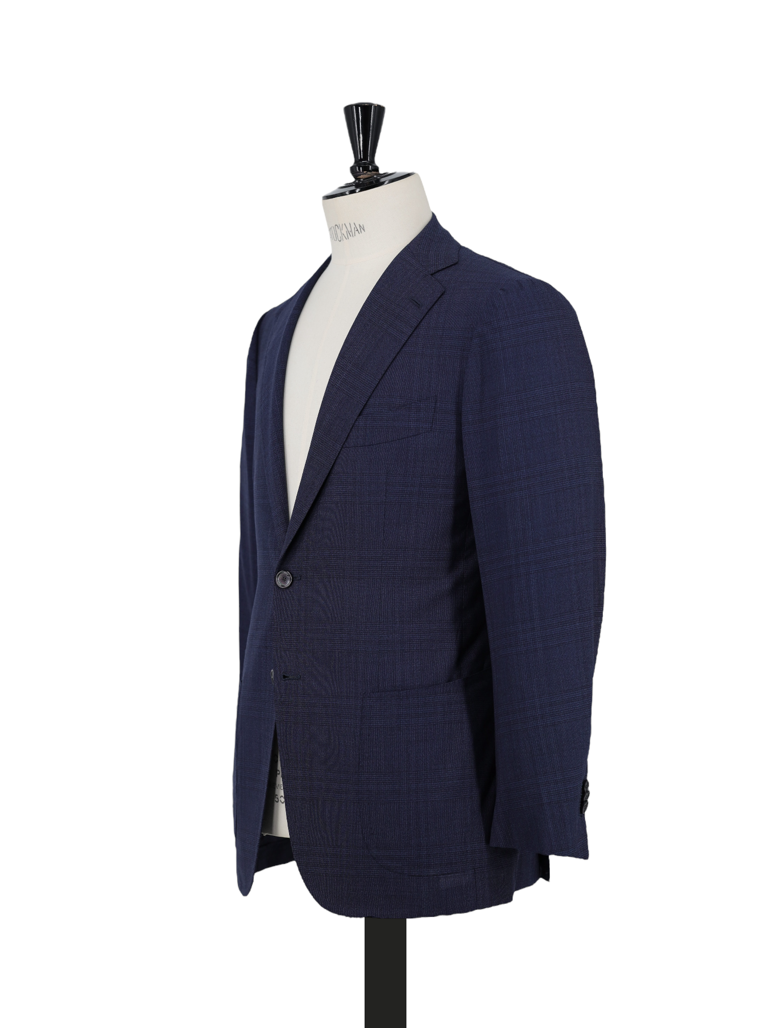 Cesare Attolini Dark Blue Cool-Wool Shadow Check Jacket