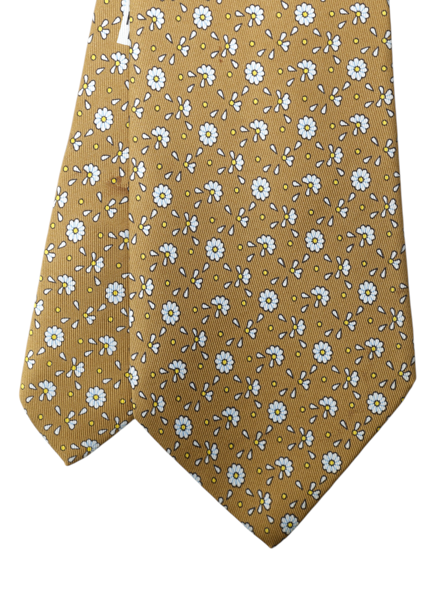 Hermès Brown & Ice Blue Silk Dandelion-Pattern Tie