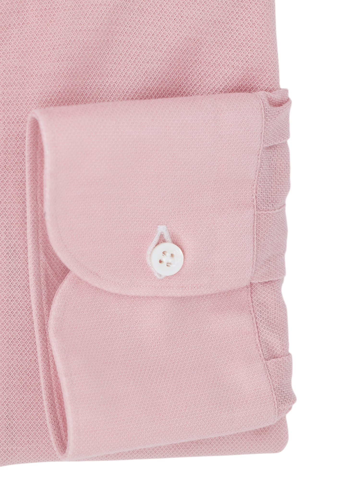 Fray Light Pink Cotton Piqué Knitted Button-Down Shirt