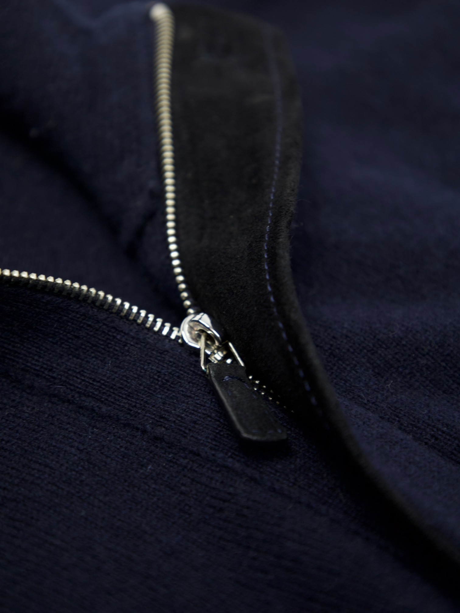 Ermenegildo Zegna Navy Premium Cashmere Zip-Up Fisherman's Sweater