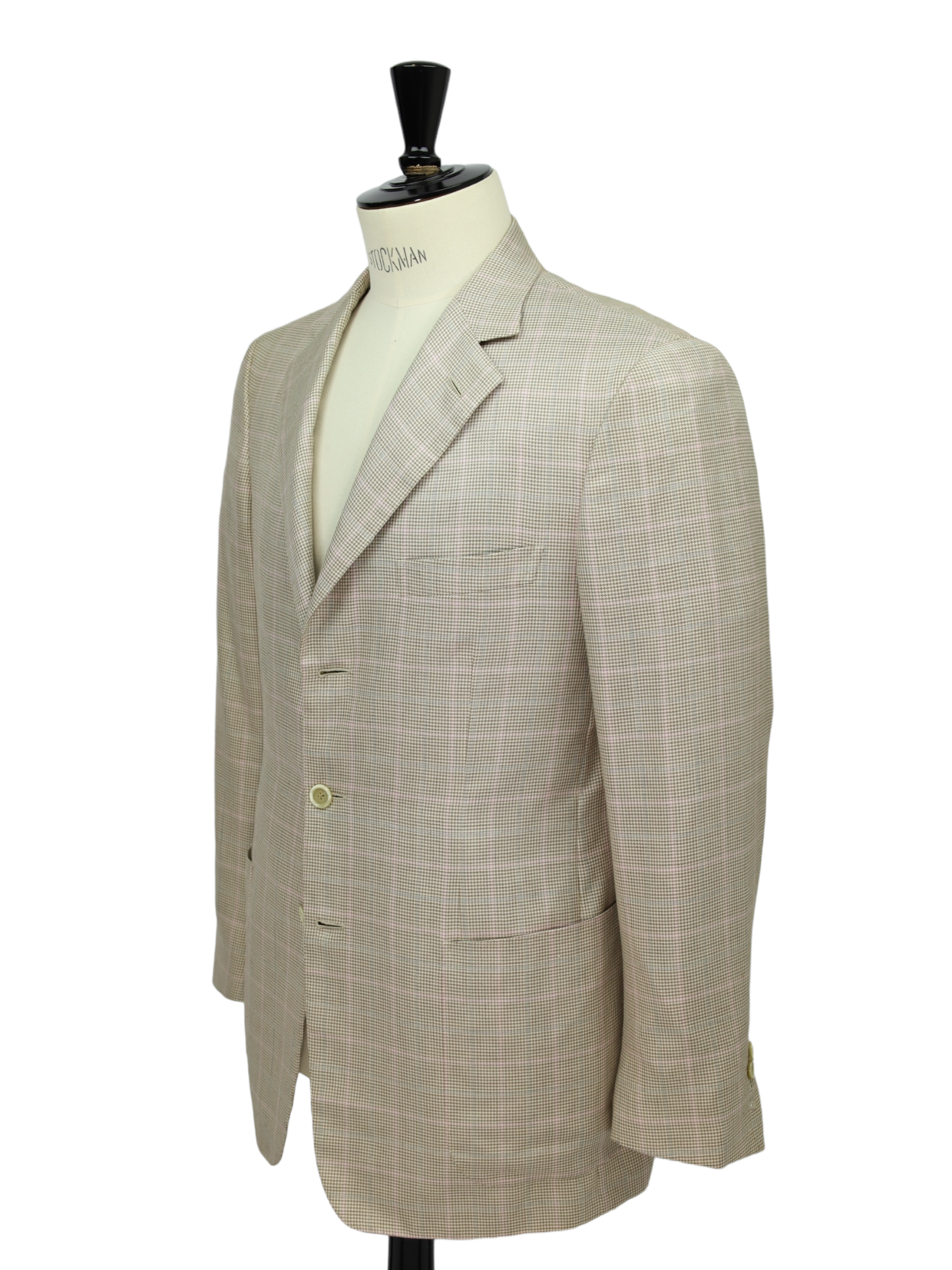 Brioni Taupe & Salmon Pink Fine-Wool Glenplaid Jacket